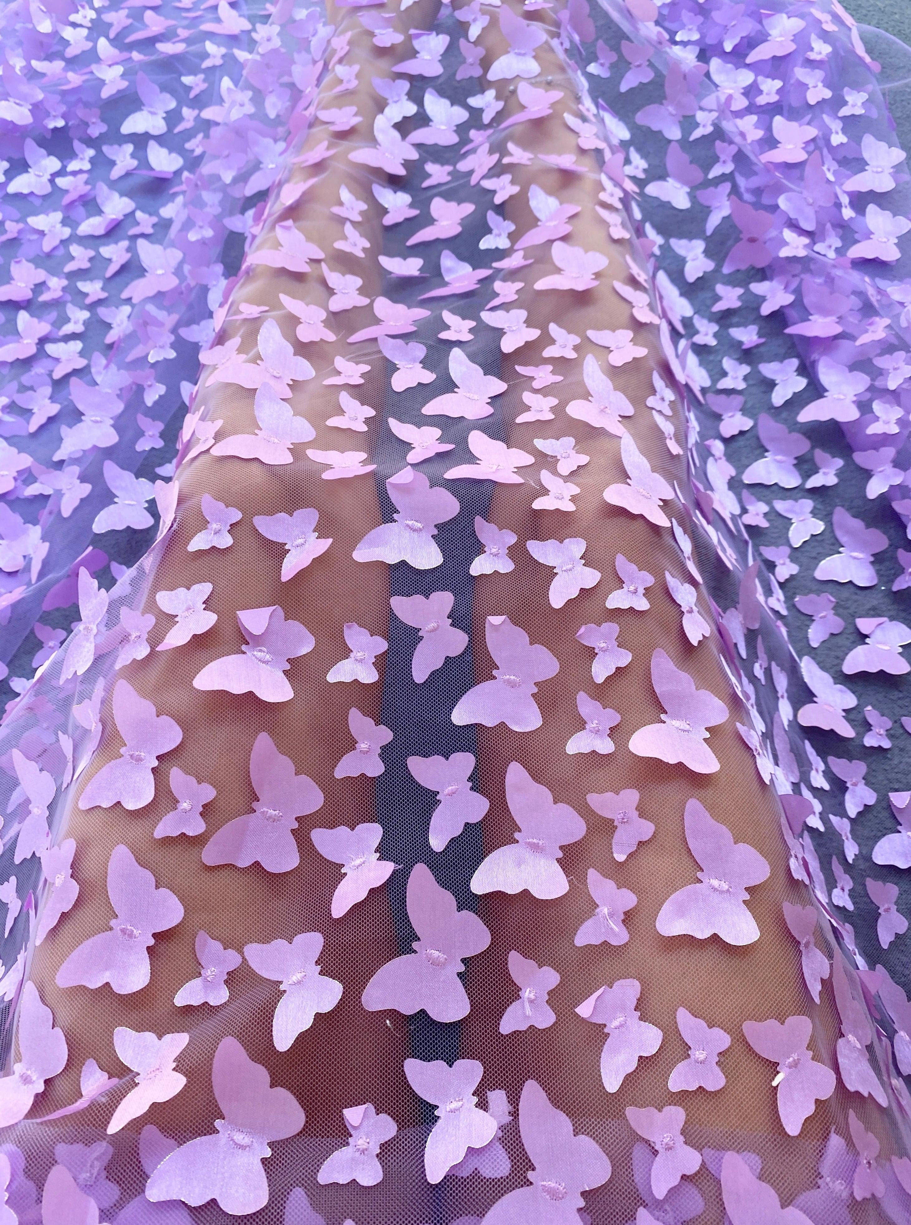 3D Lavender Butterfly Lace