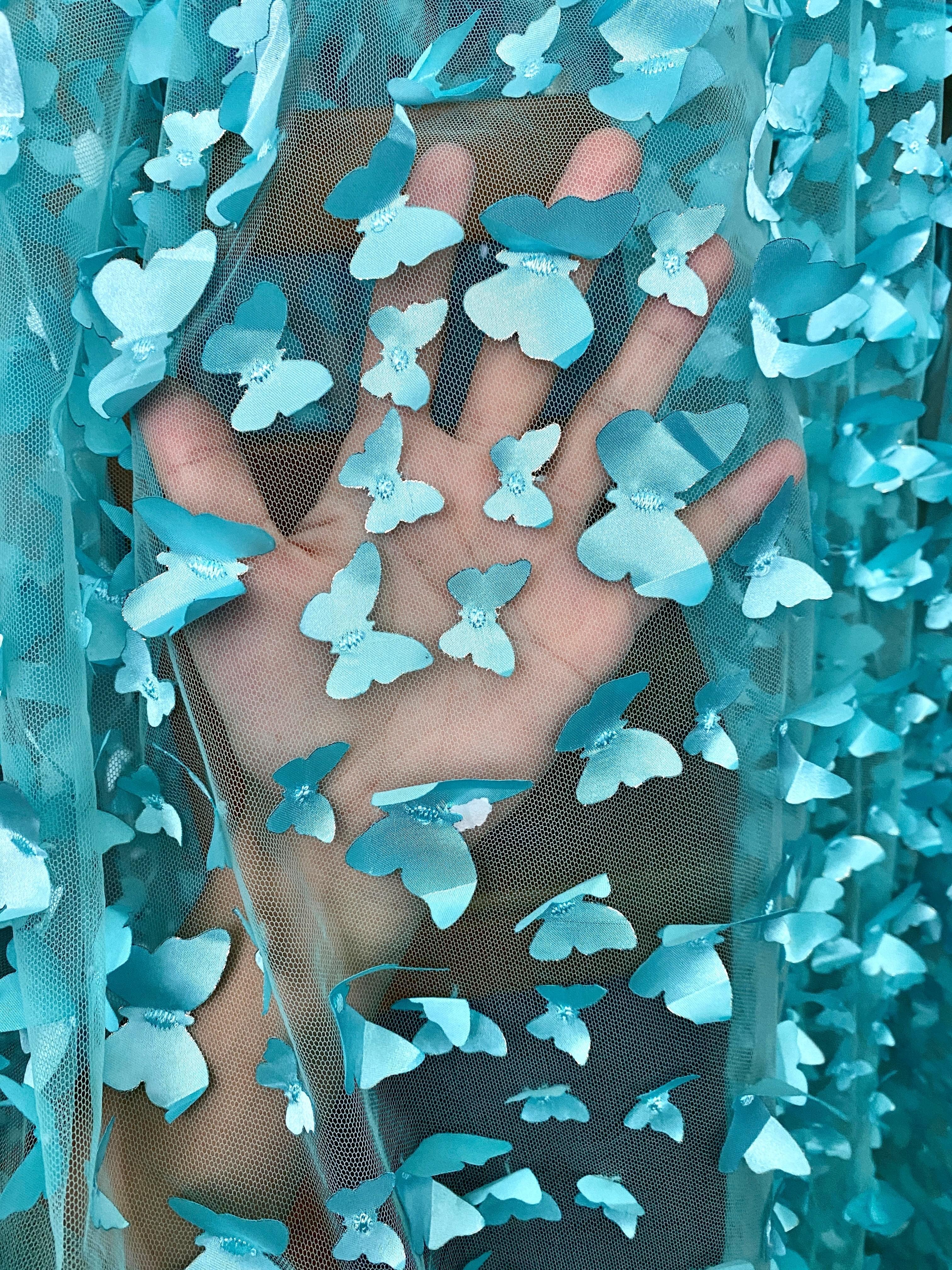 3D Turquoise Butterfly Lace - Image 2