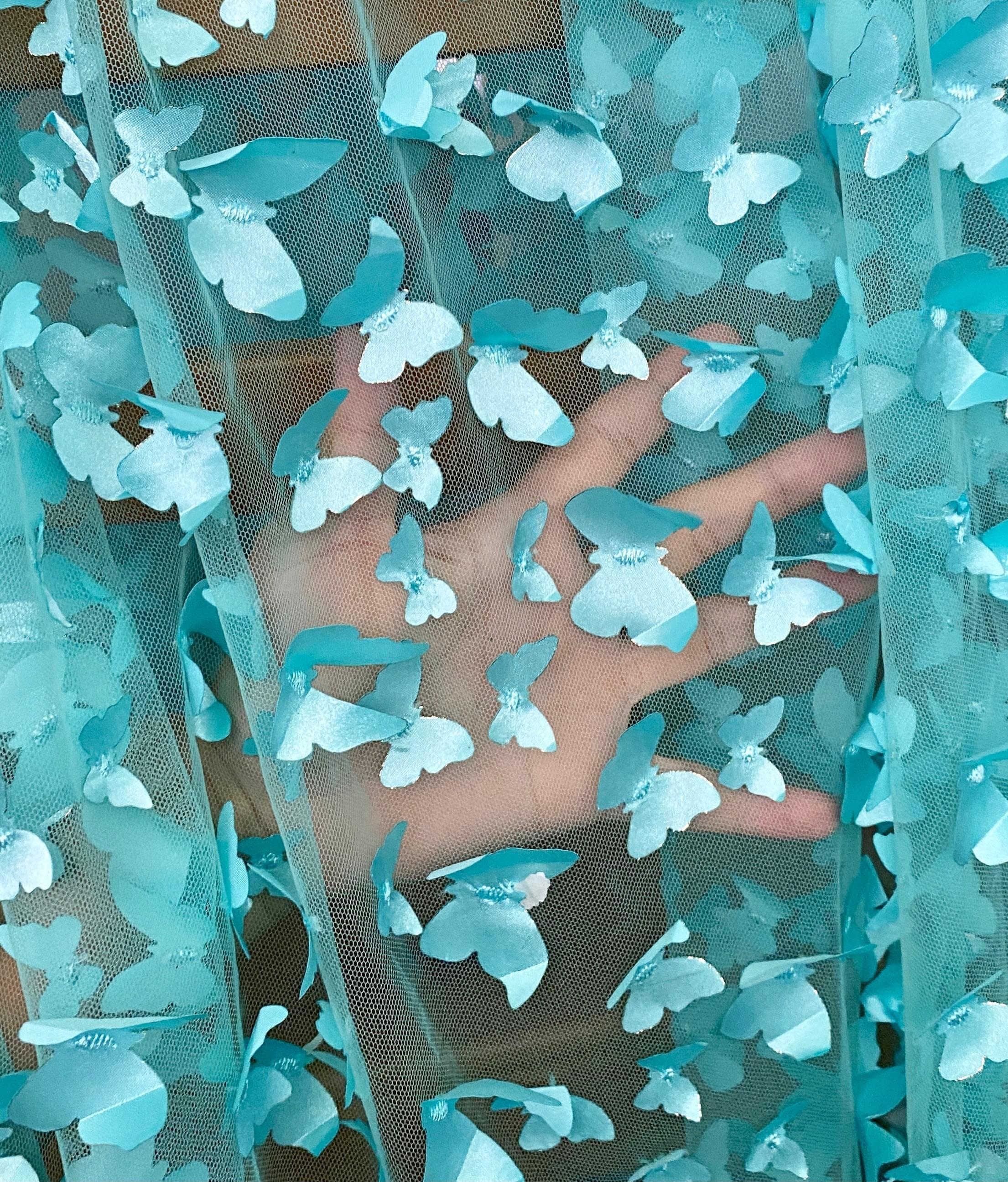 3D Turquoise Butterfly Lace - Image 6