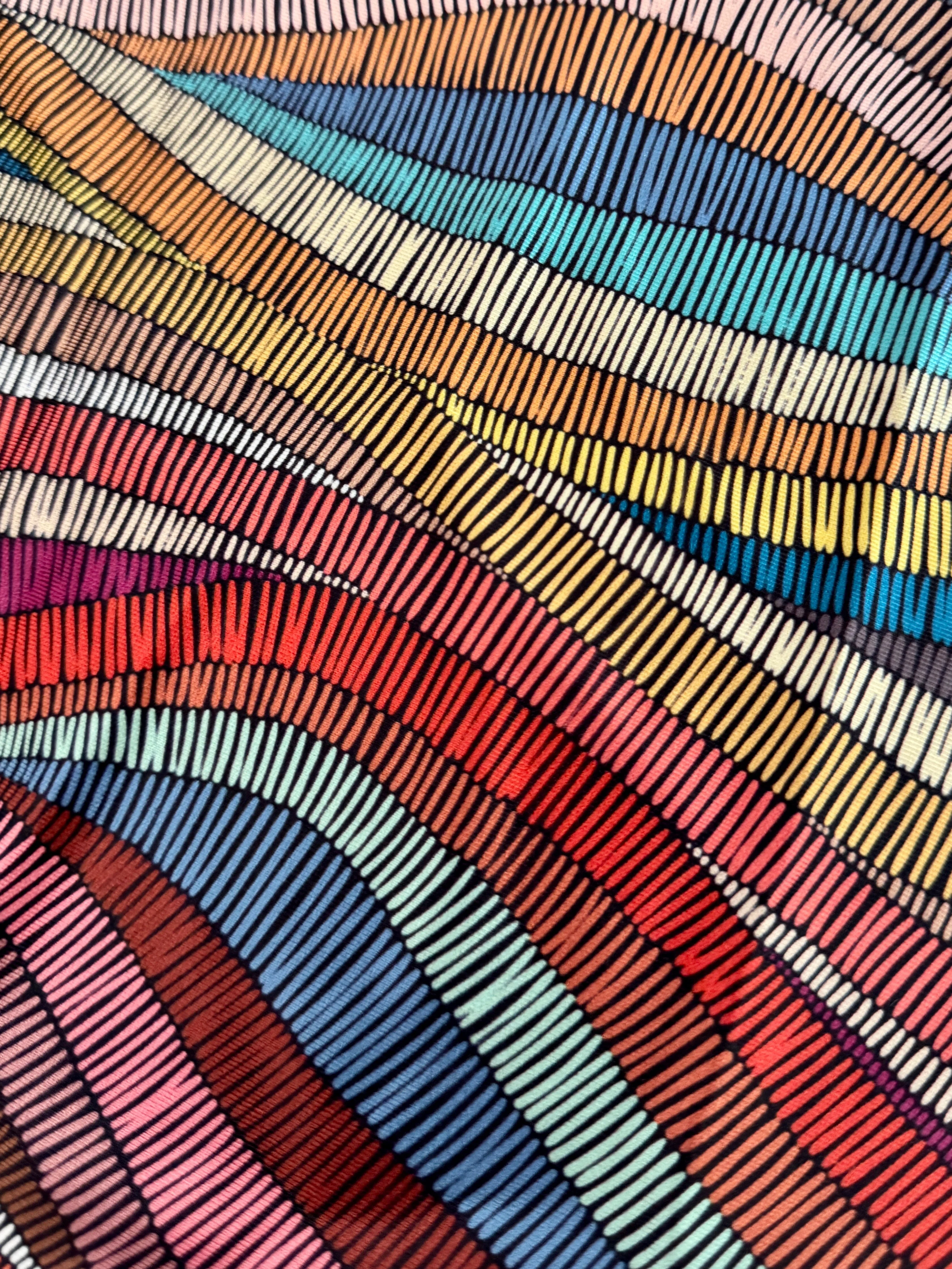 Abstract Colorful Wave Lines Nylon Spandex