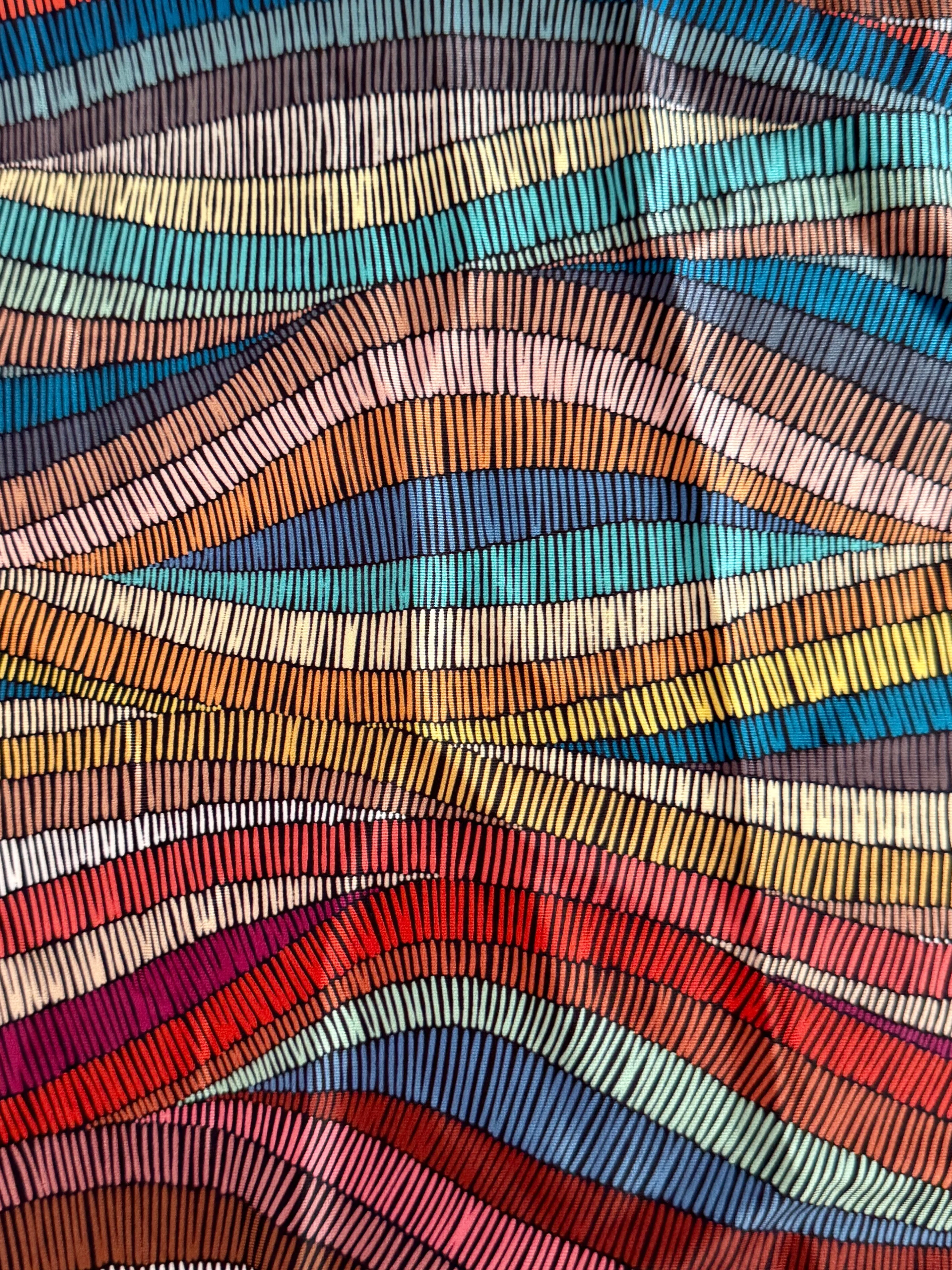 Abstract Colorful Wave Lines Nylon Spandex - Image 2