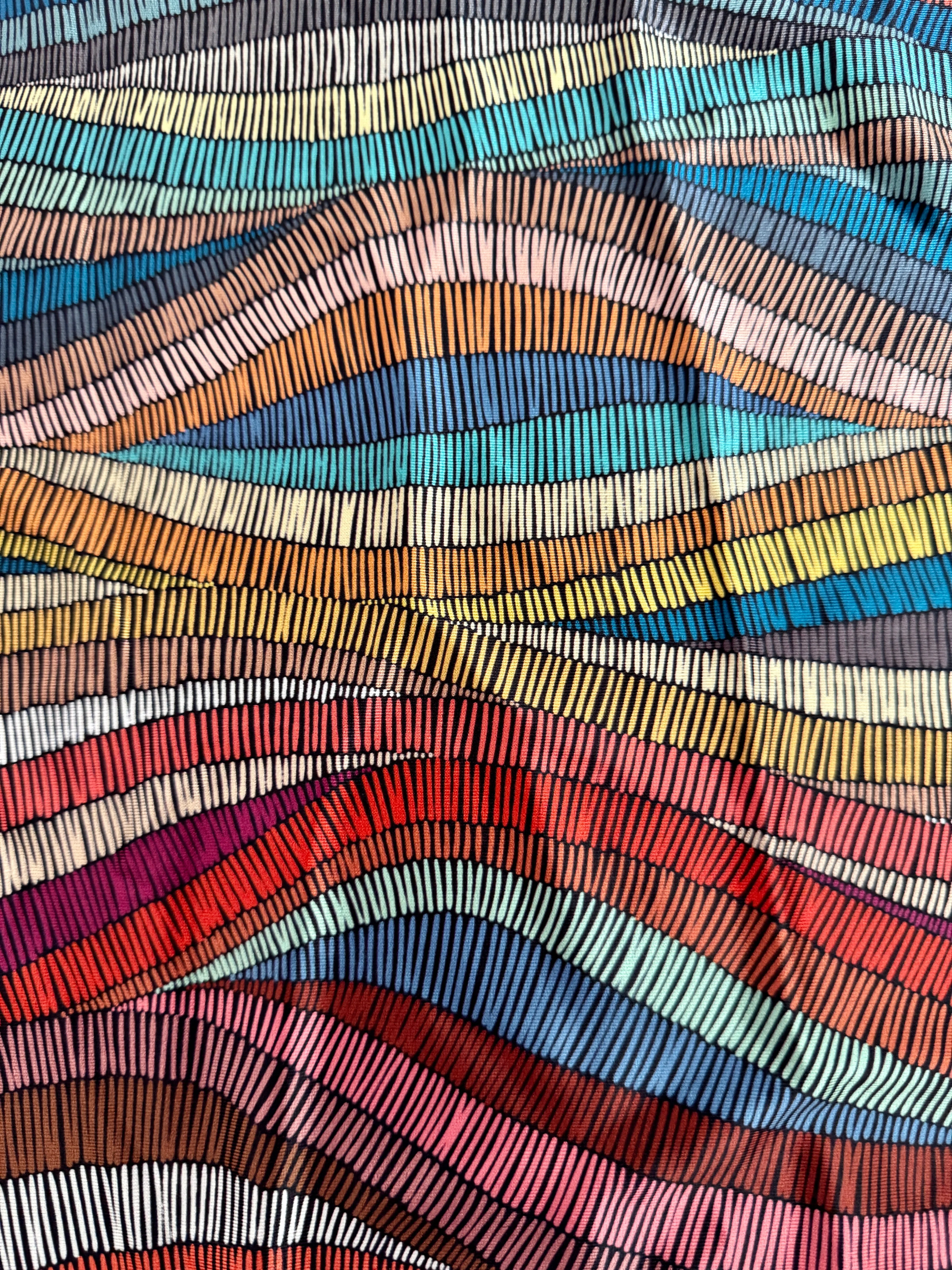 Abstract Colorful Wave Lines Nylon Spandex - Image 4