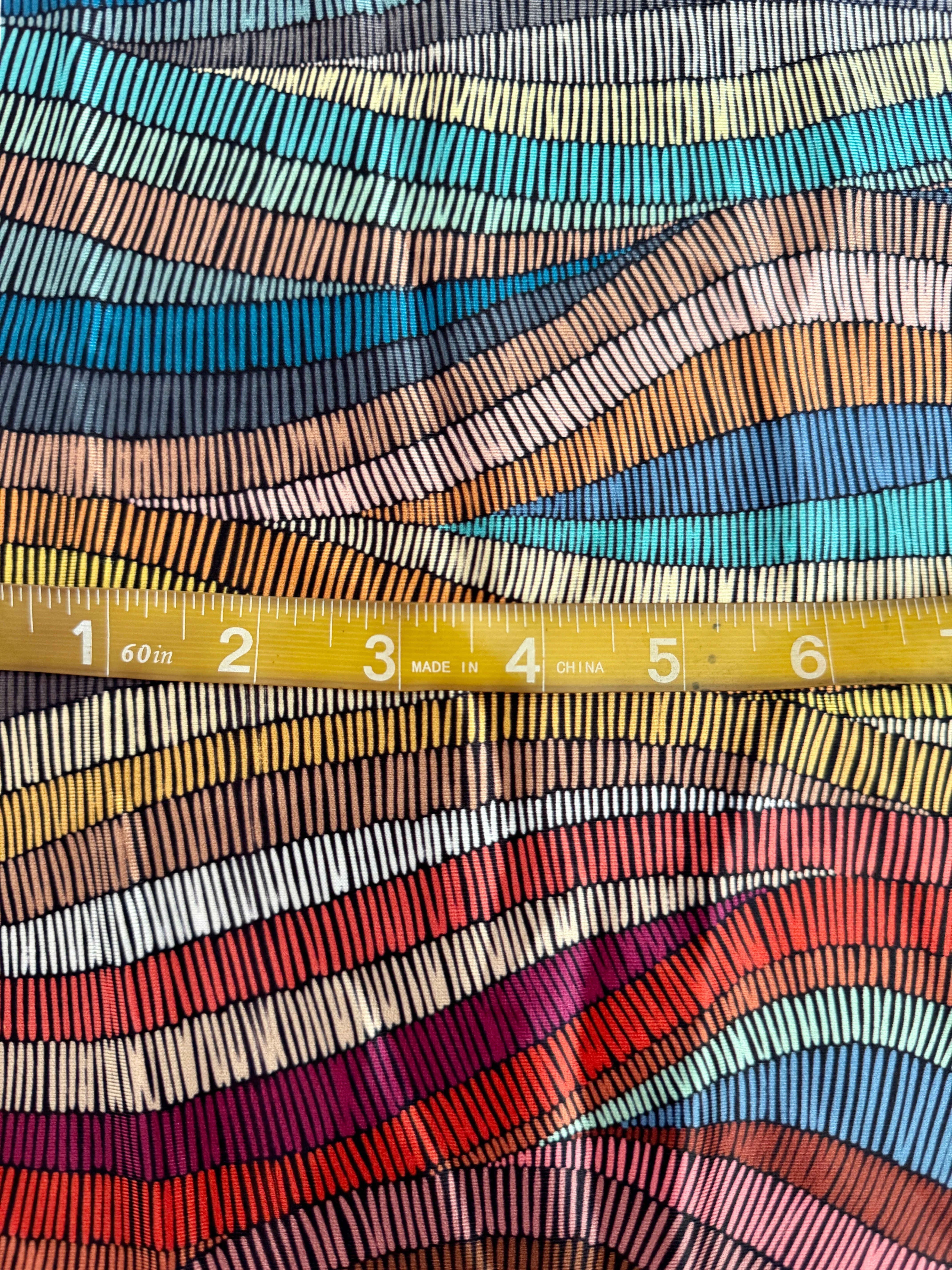 Abstract Colorful Wave Lines Nylon Spandex - Image 5