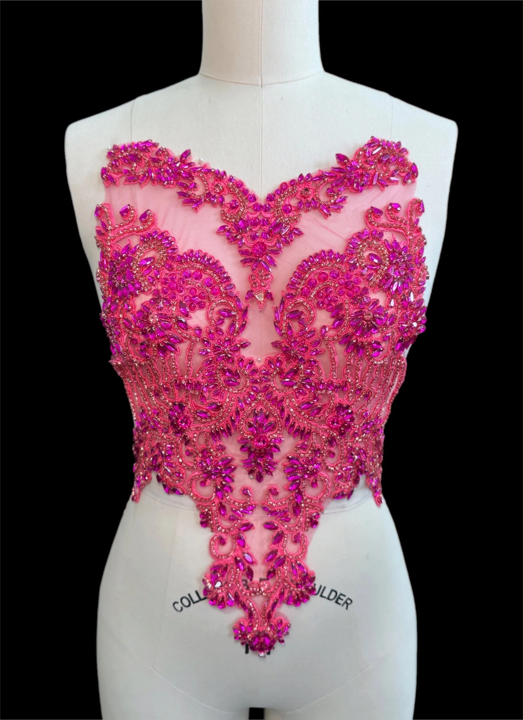 Alex Fuchsia Rhinestones Bodice Applique