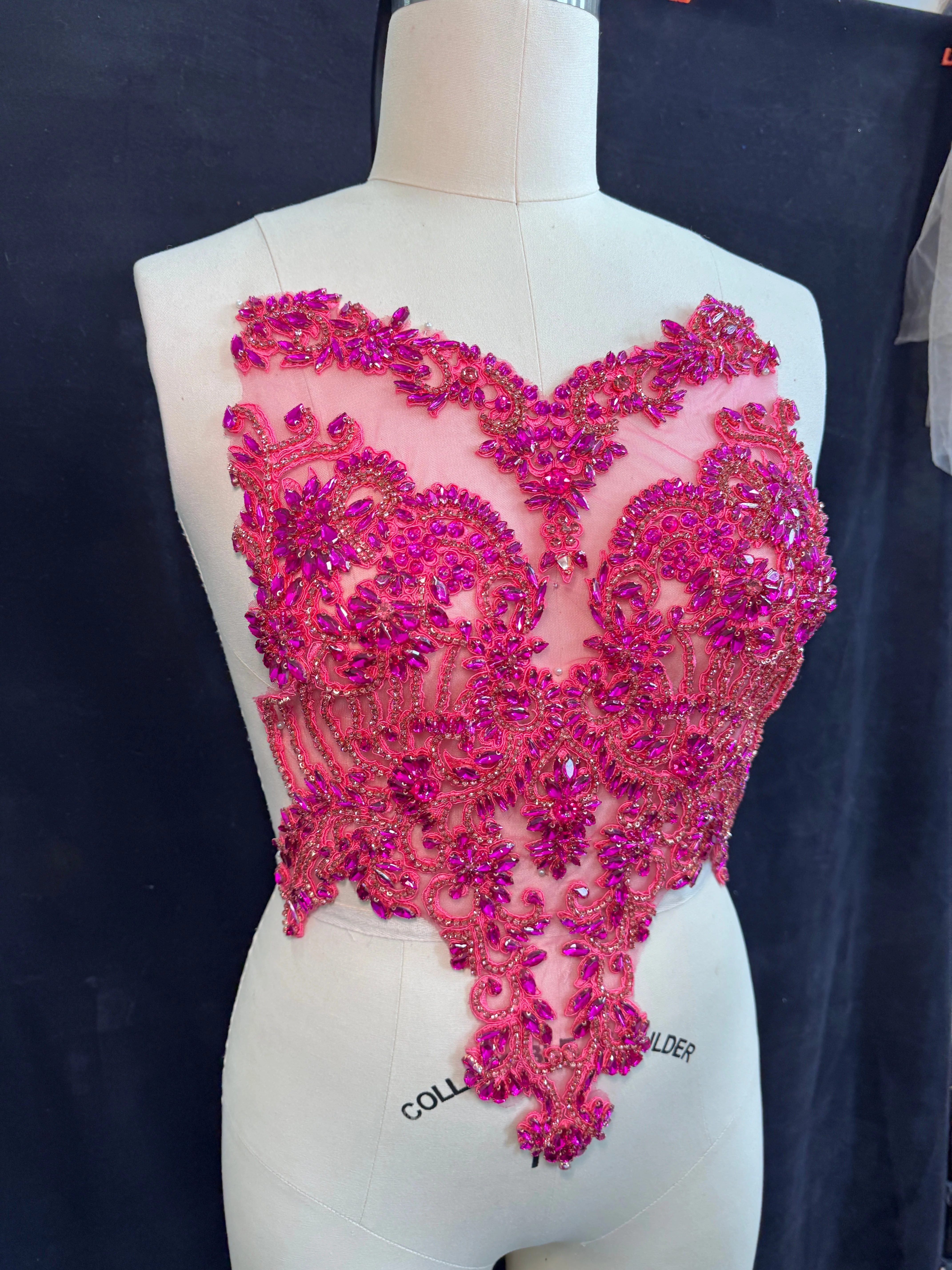 Alex Fuchsia Rhinestones Bodice Applique - Image 3