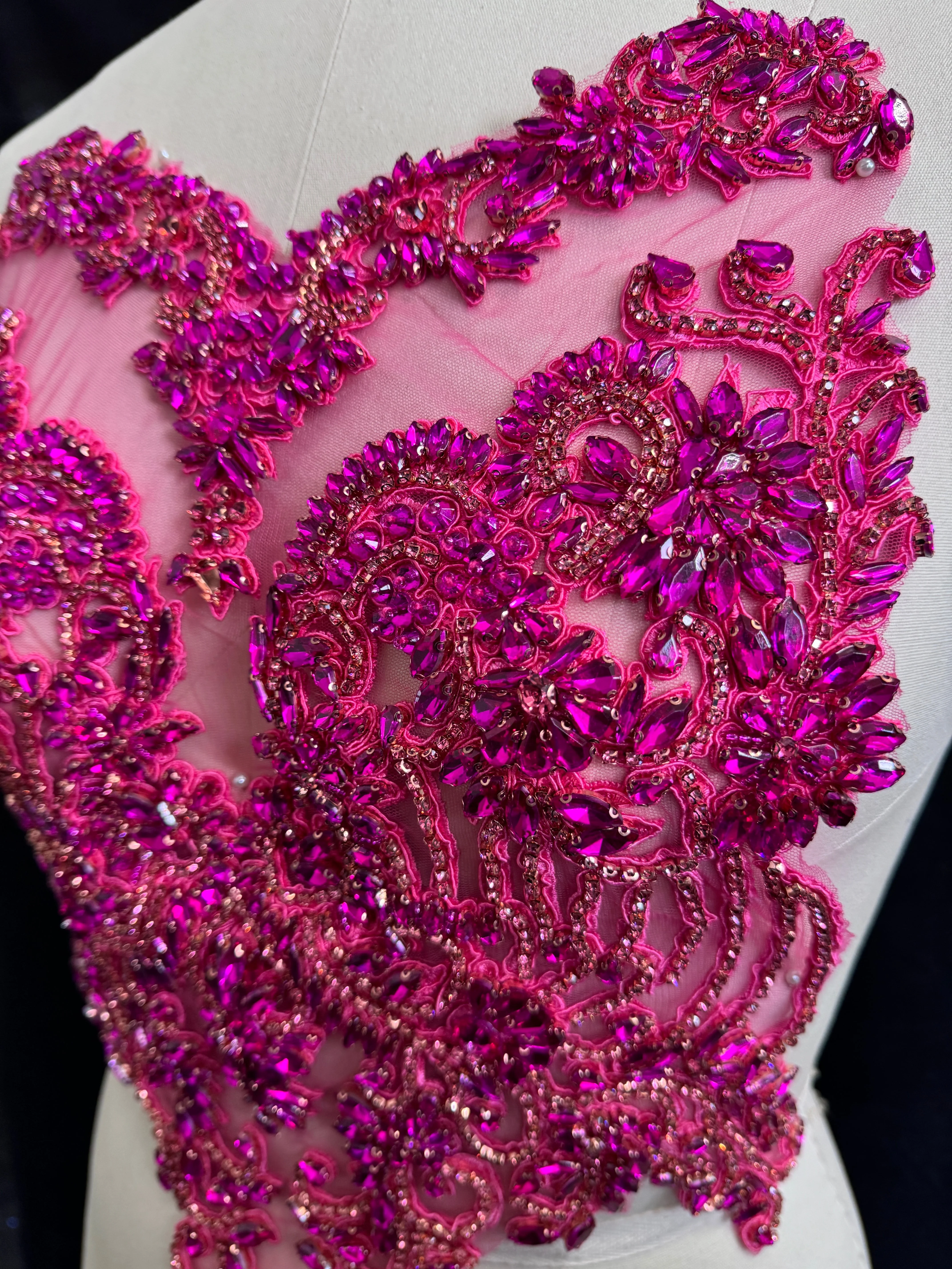 Alex Fuchsia Rhinestones Bodice Applique - Image 5