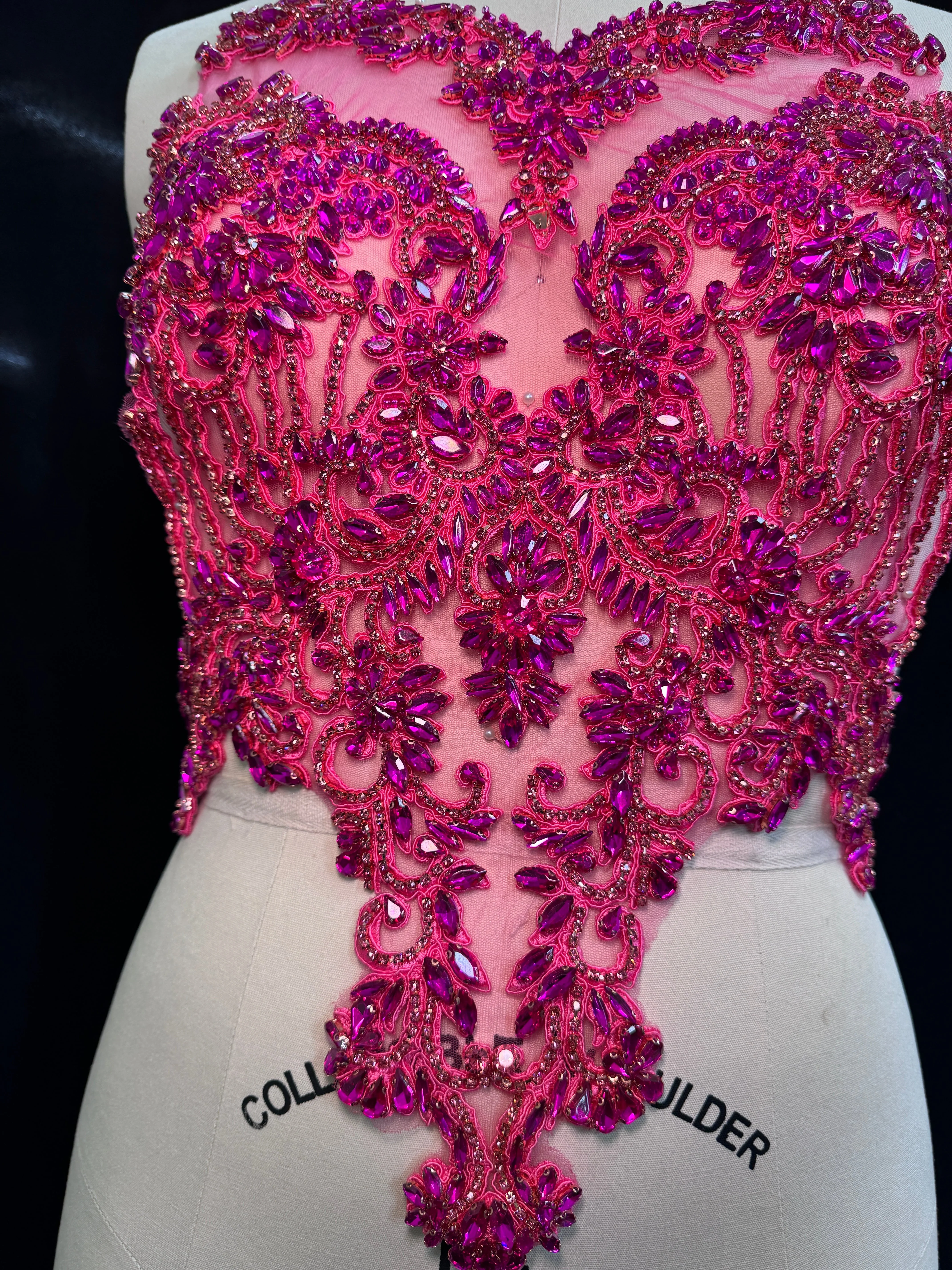 Alex Fuchsia Rhinestones Bodice Applique - Image 6