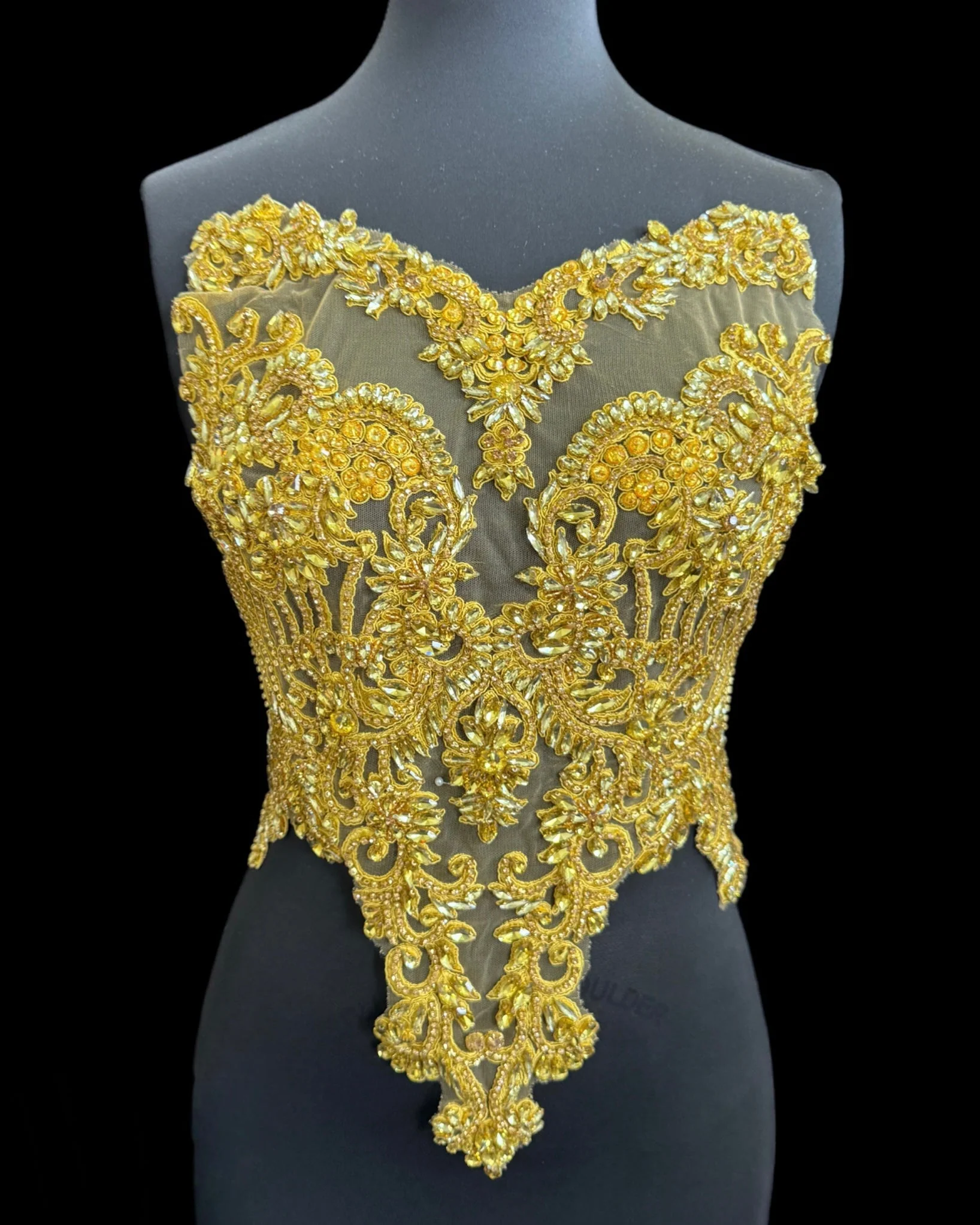 Alex Gold Rhinestones Bodice Applique