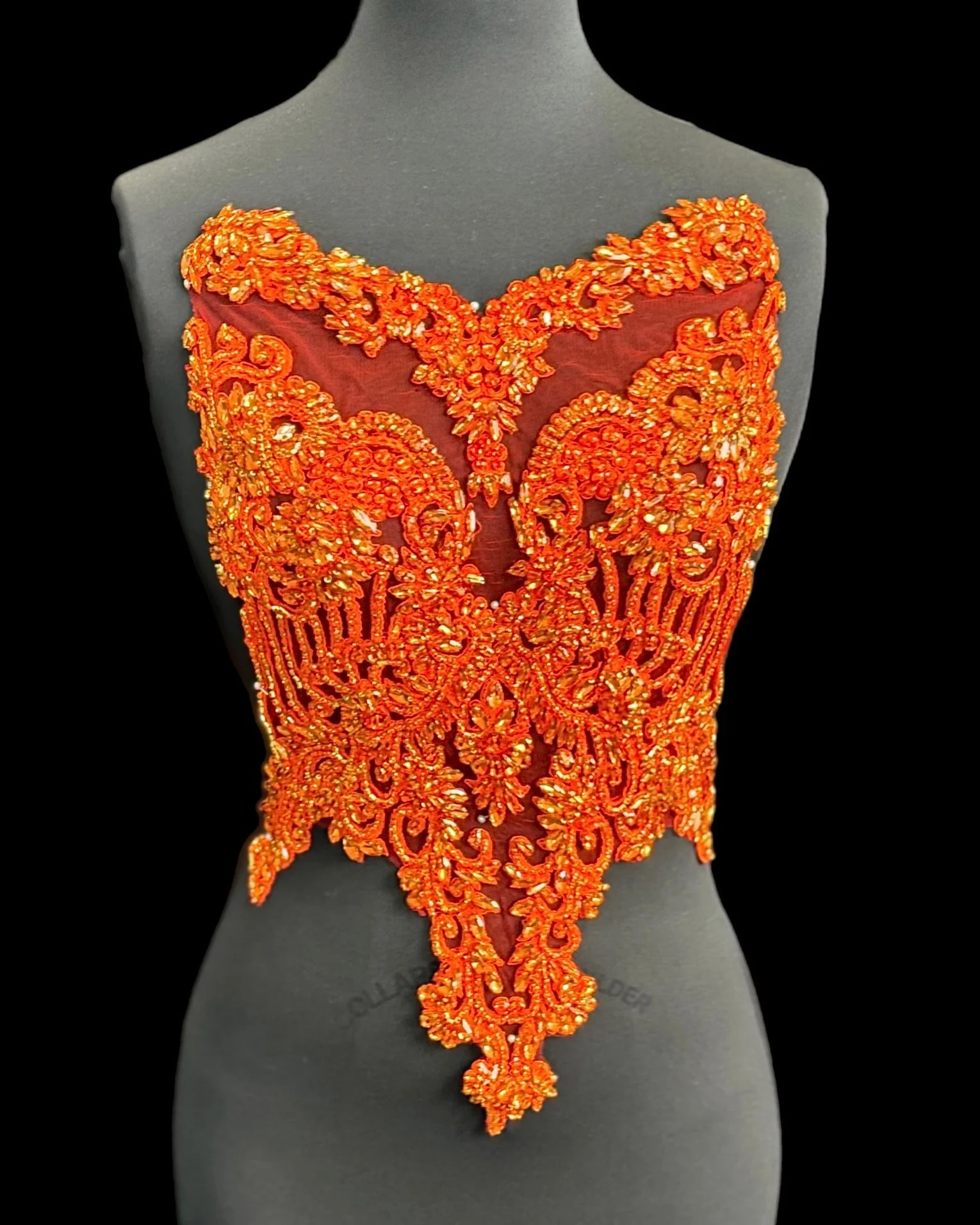 Alex Orange Rhinestones Bodice