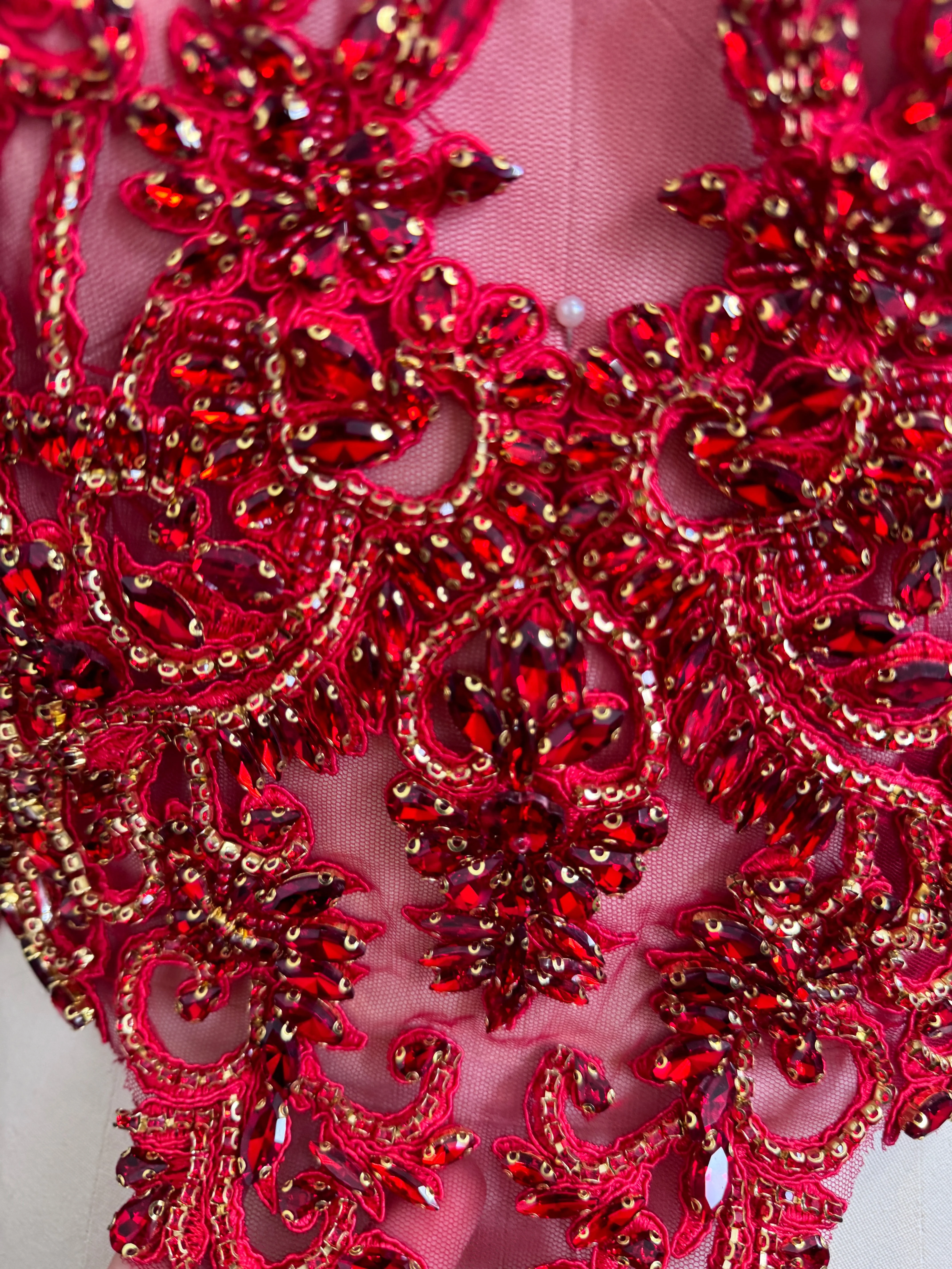 Alex Red Rhinestones Bodice Applique - Image 3