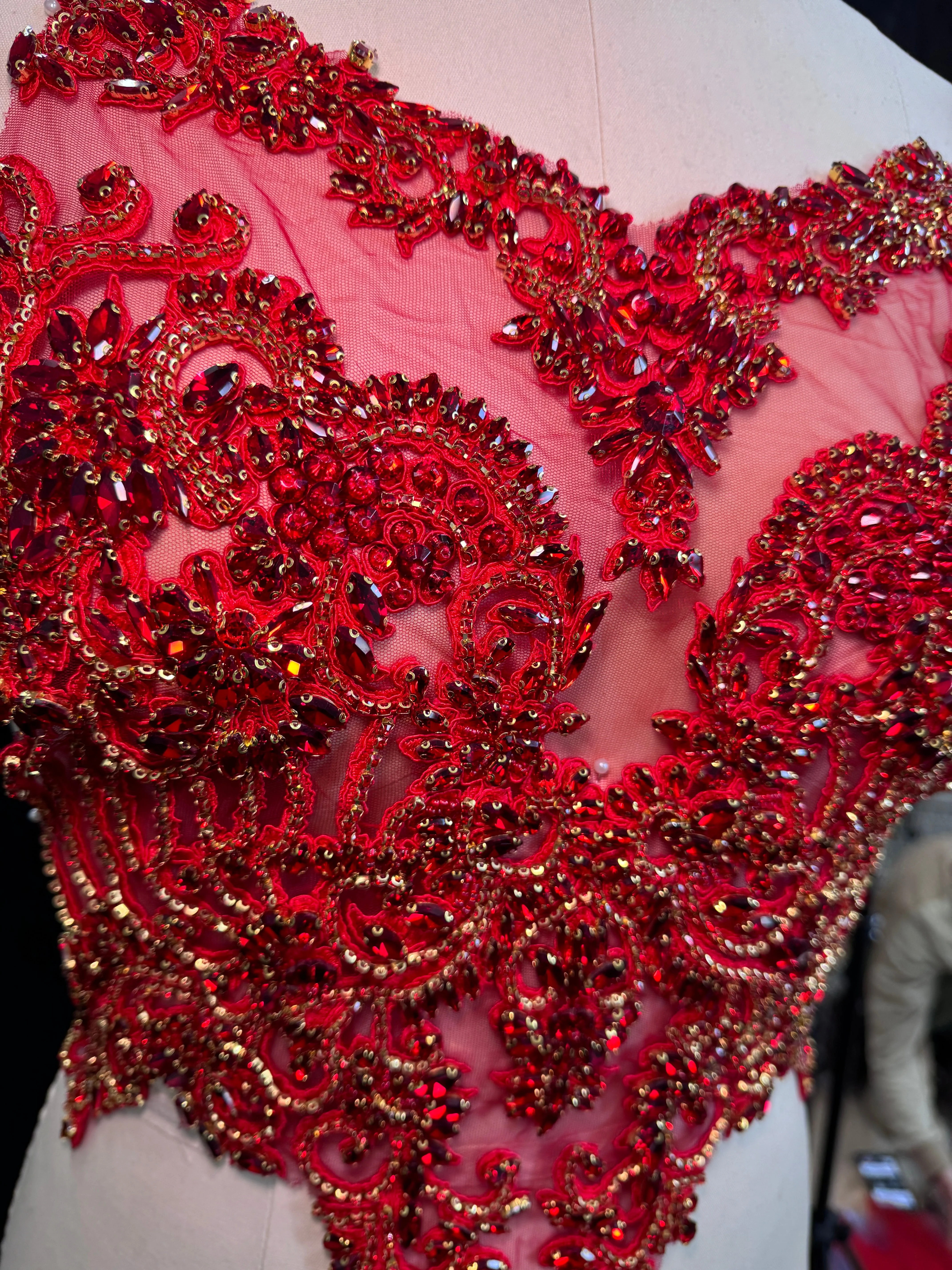 Alex Red Rhinestones Bodice Applique - Image 4