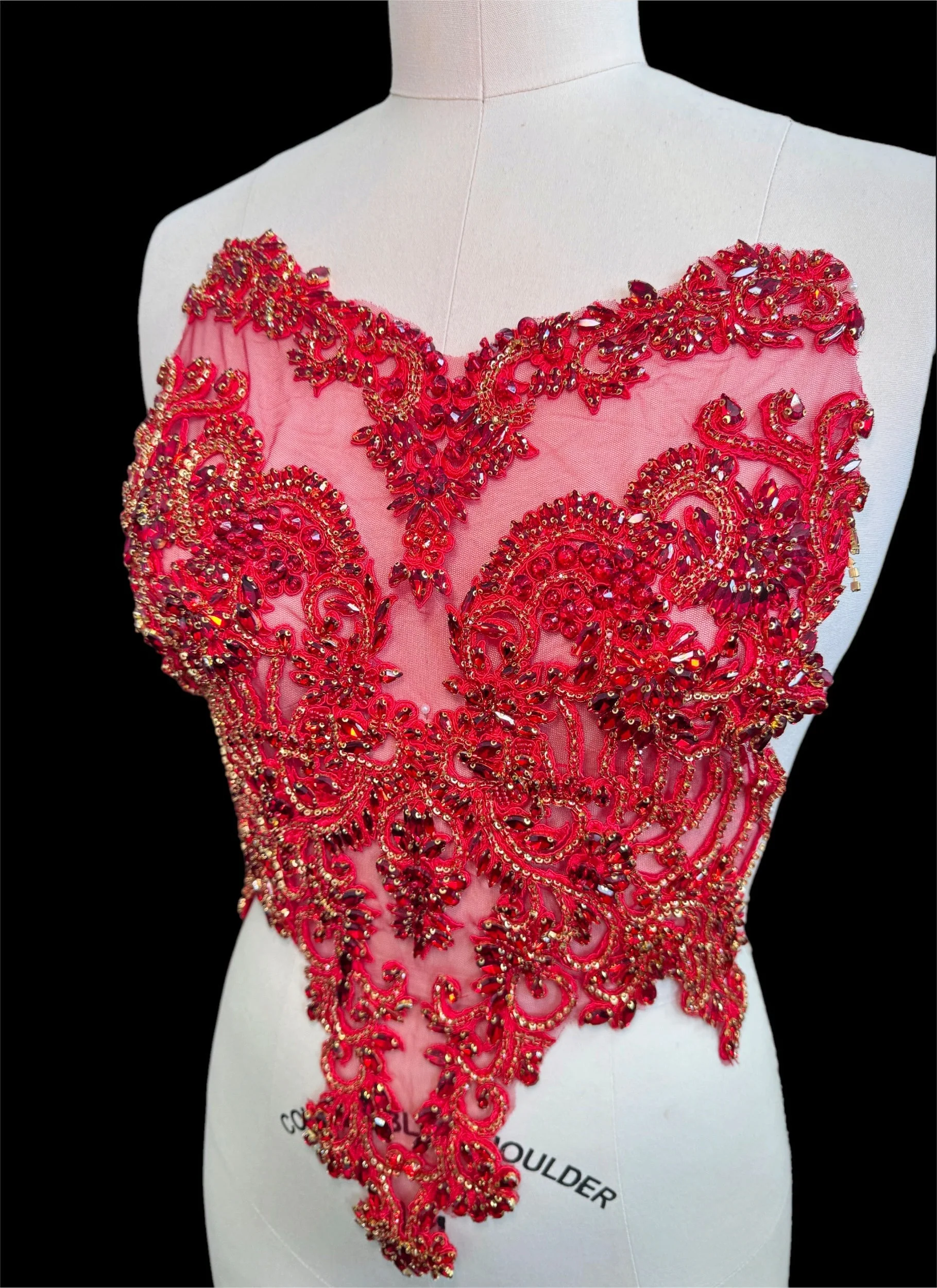 Alex Red Rhinestones Bodice Applique - Image 5