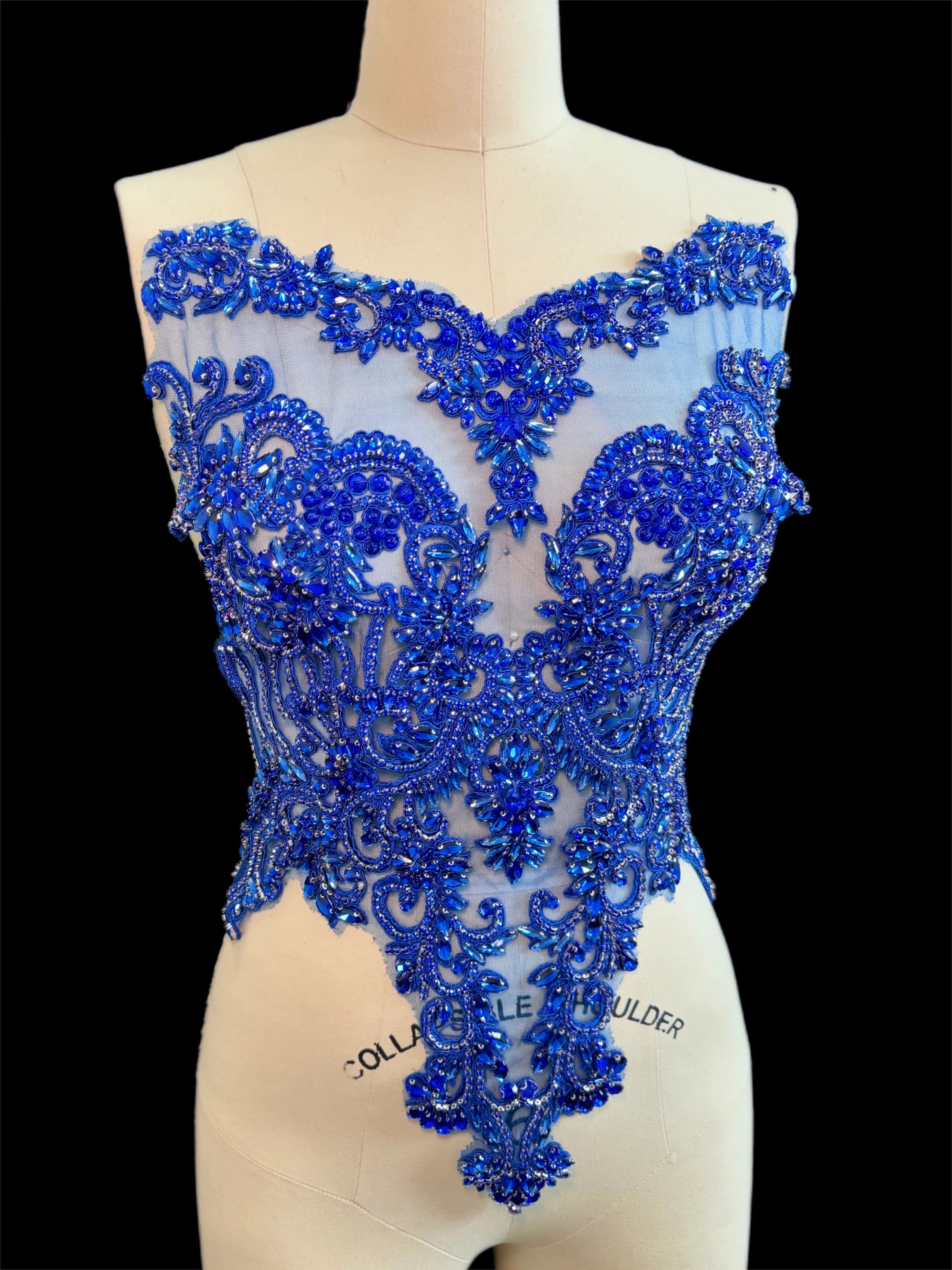 Alex Royal Blue Rhinestones Bodice Applique