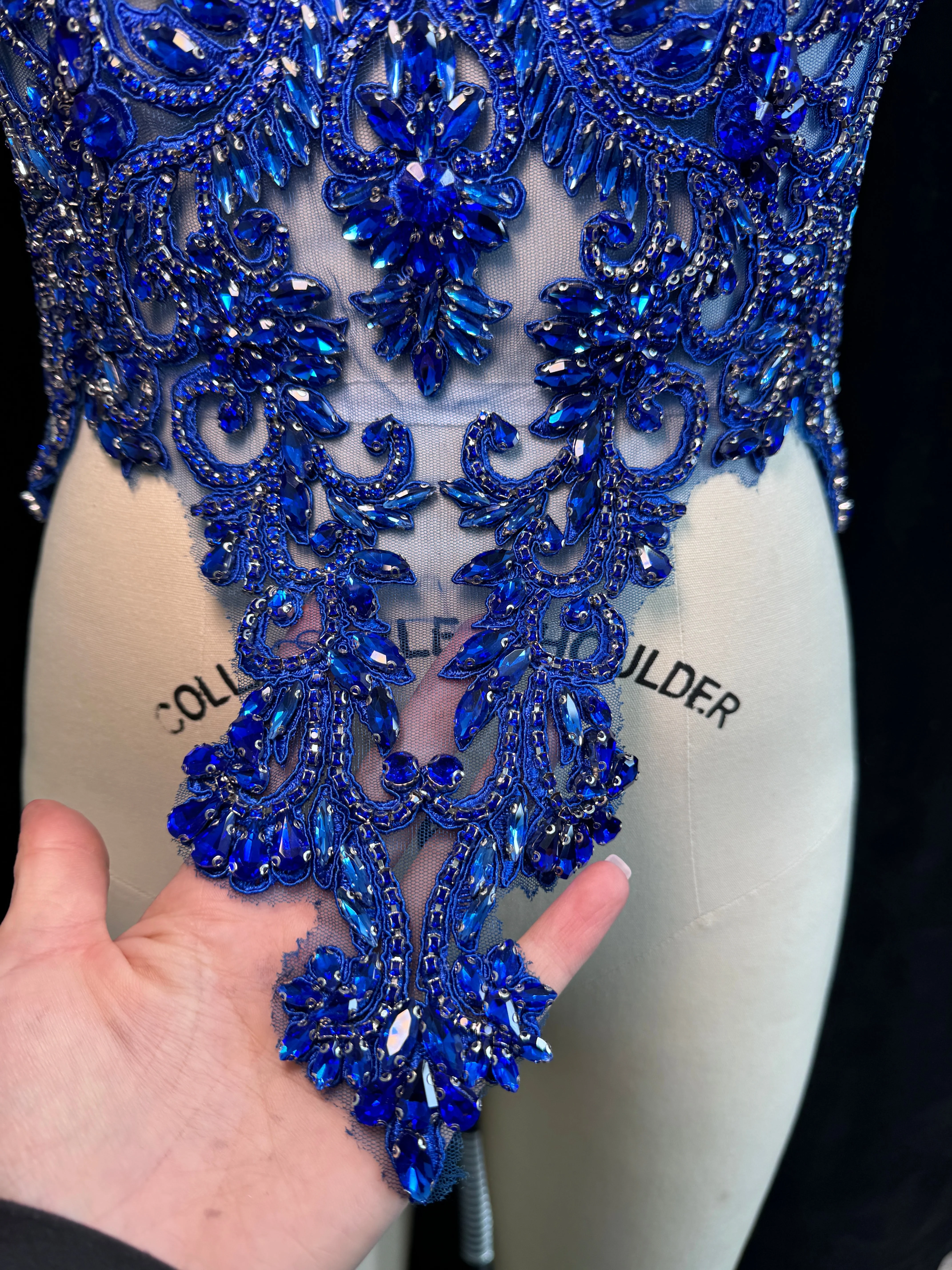 Alex Royal Blue Rhinestones Bodice Applique - Image 2