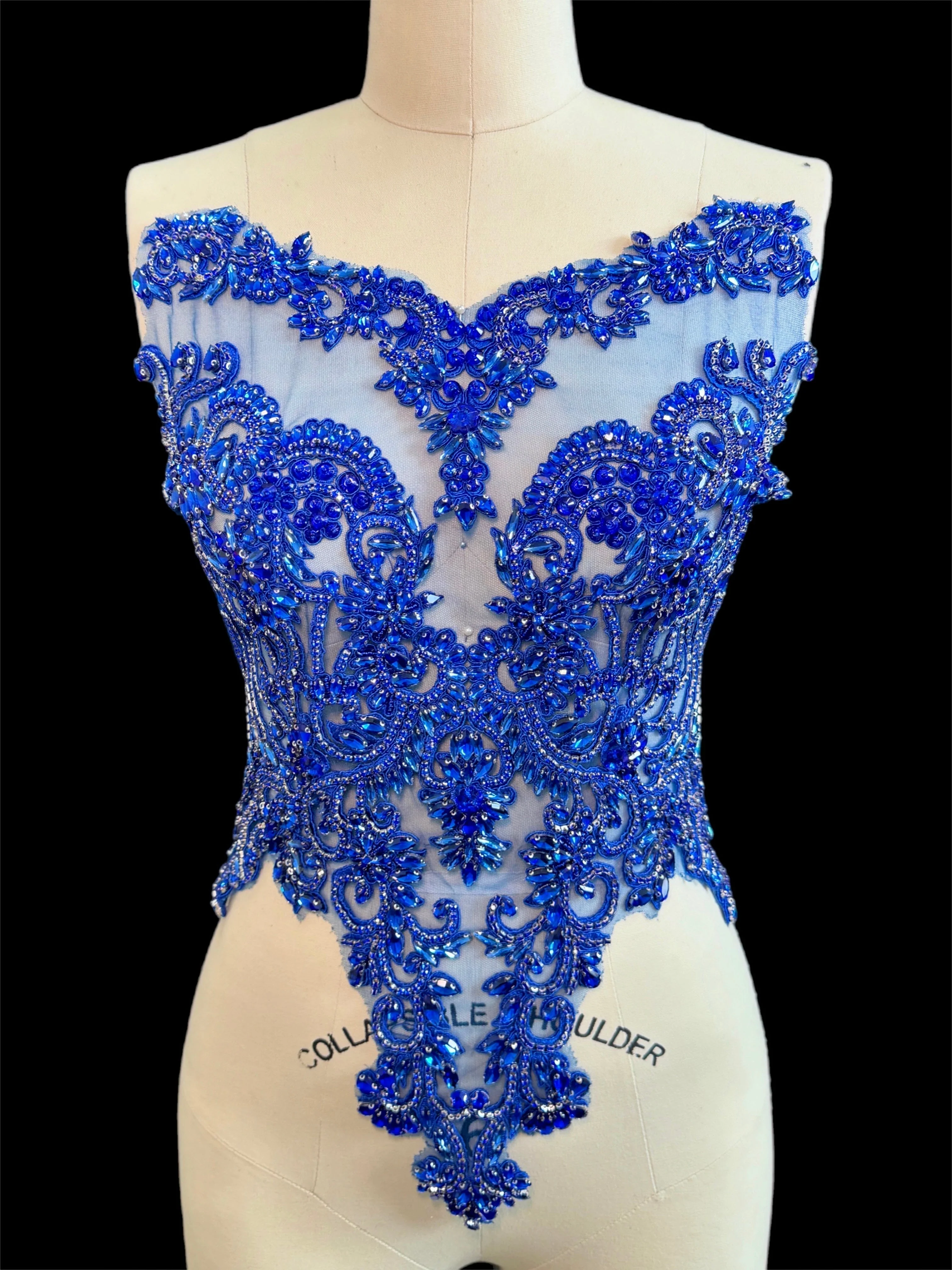 Alex Royal Blue Rhinestones Bodice Applique - Image 4