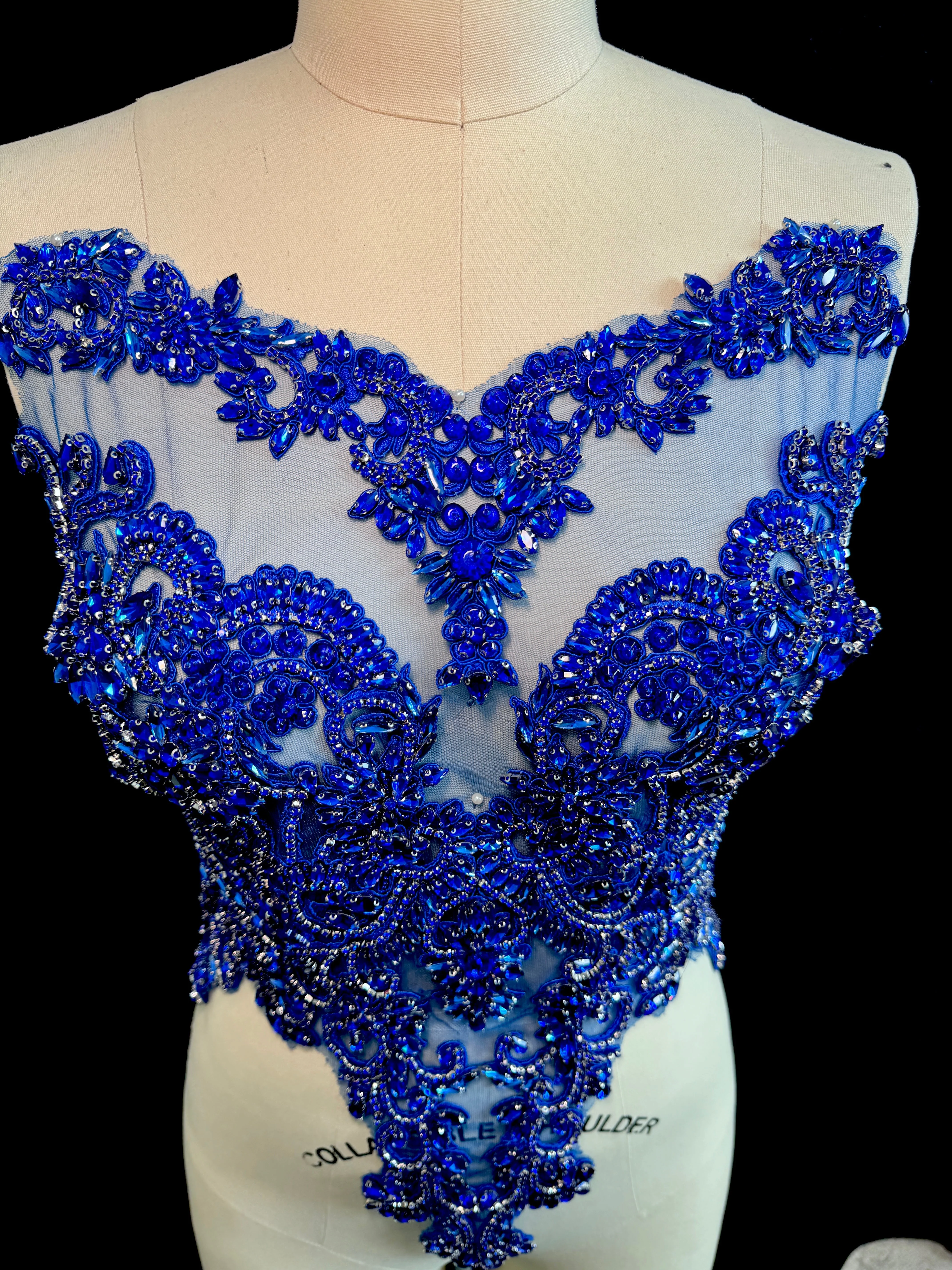 Alex Royal Blue Rhinestones Bodice Applique - Image 5