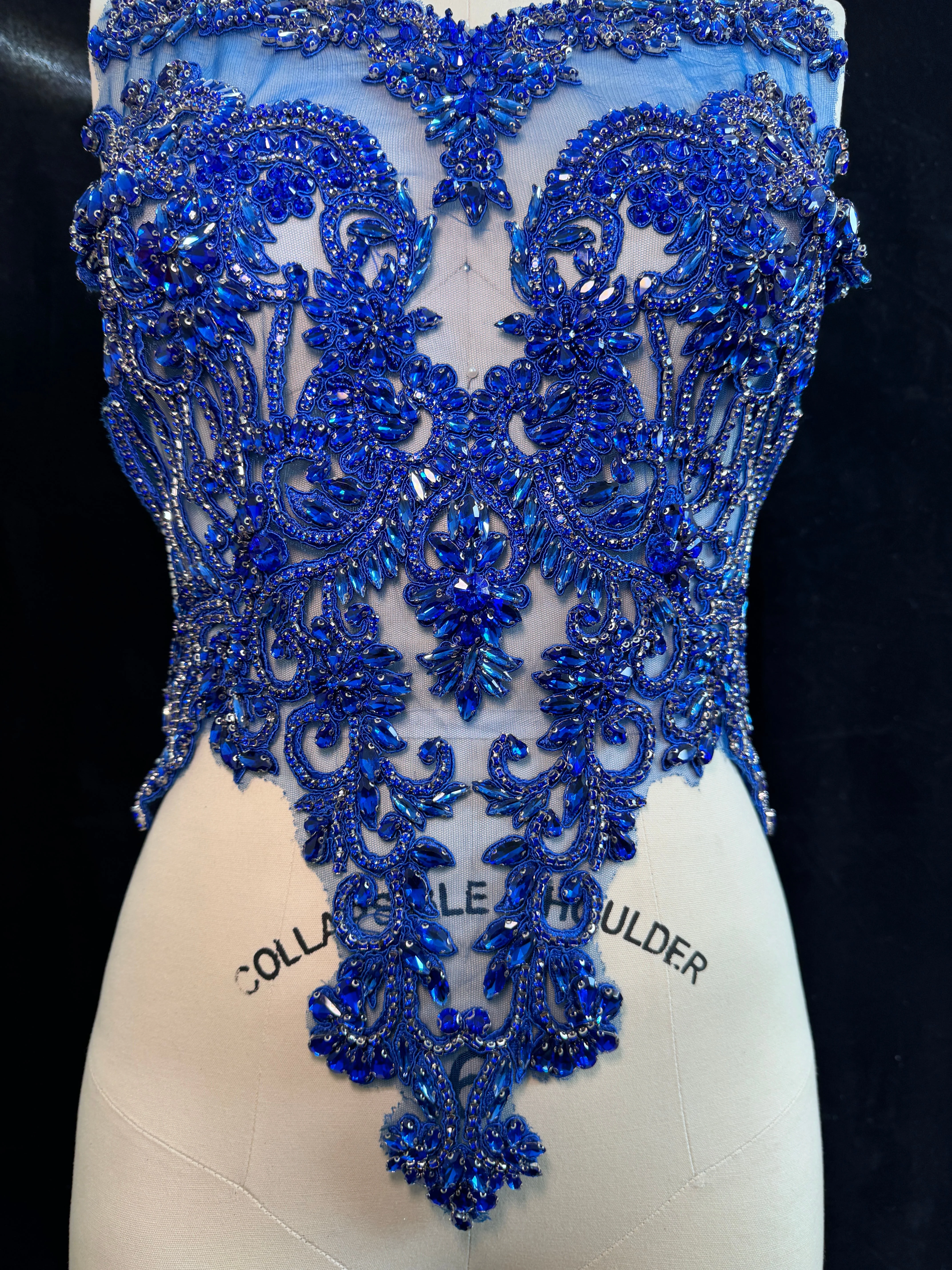 Alex Royal Blue Rhinestones Bodice Applique - Image 7