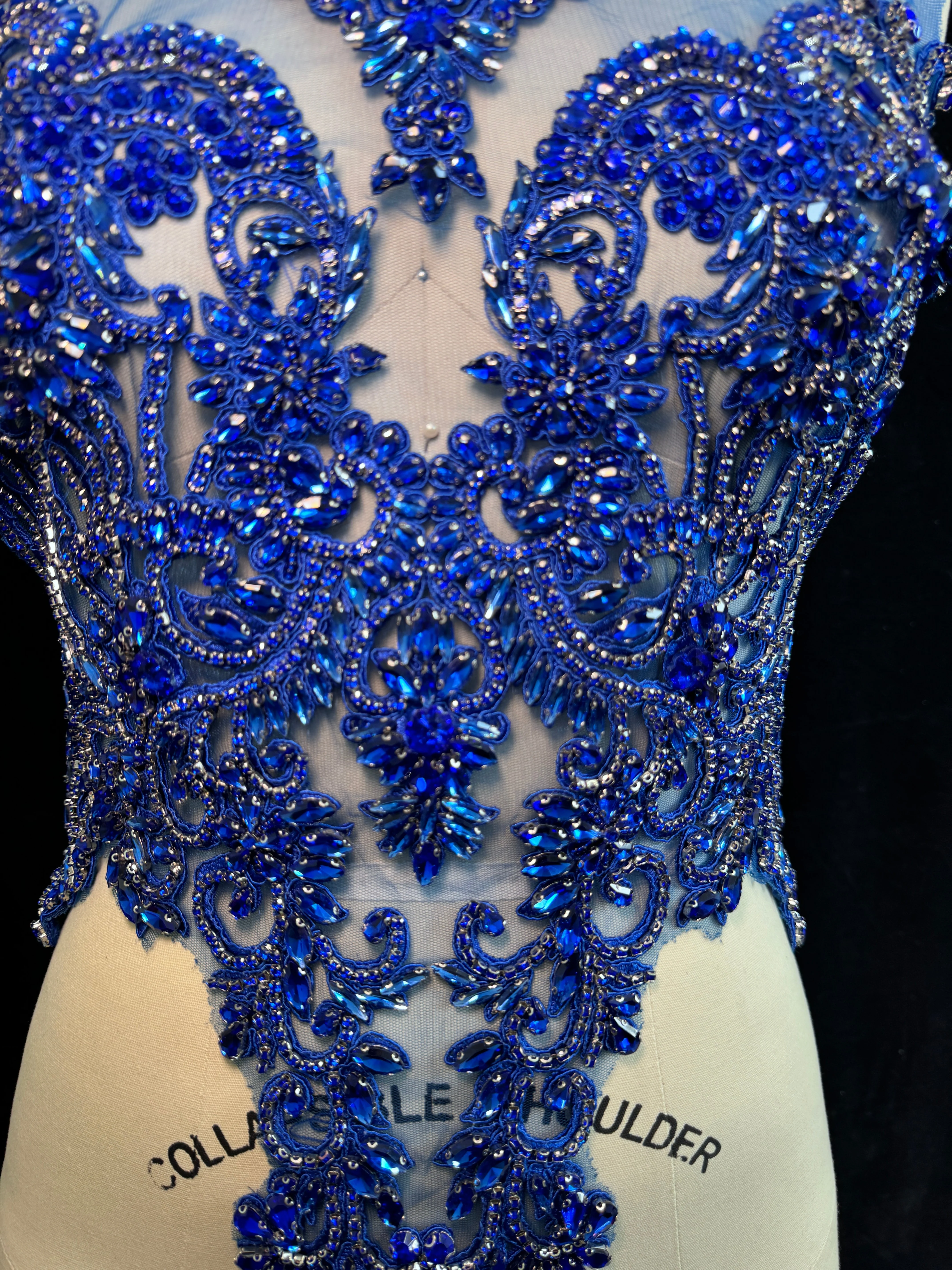 Alex Royal Blue Rhinestones Bodice Applique - Image 8