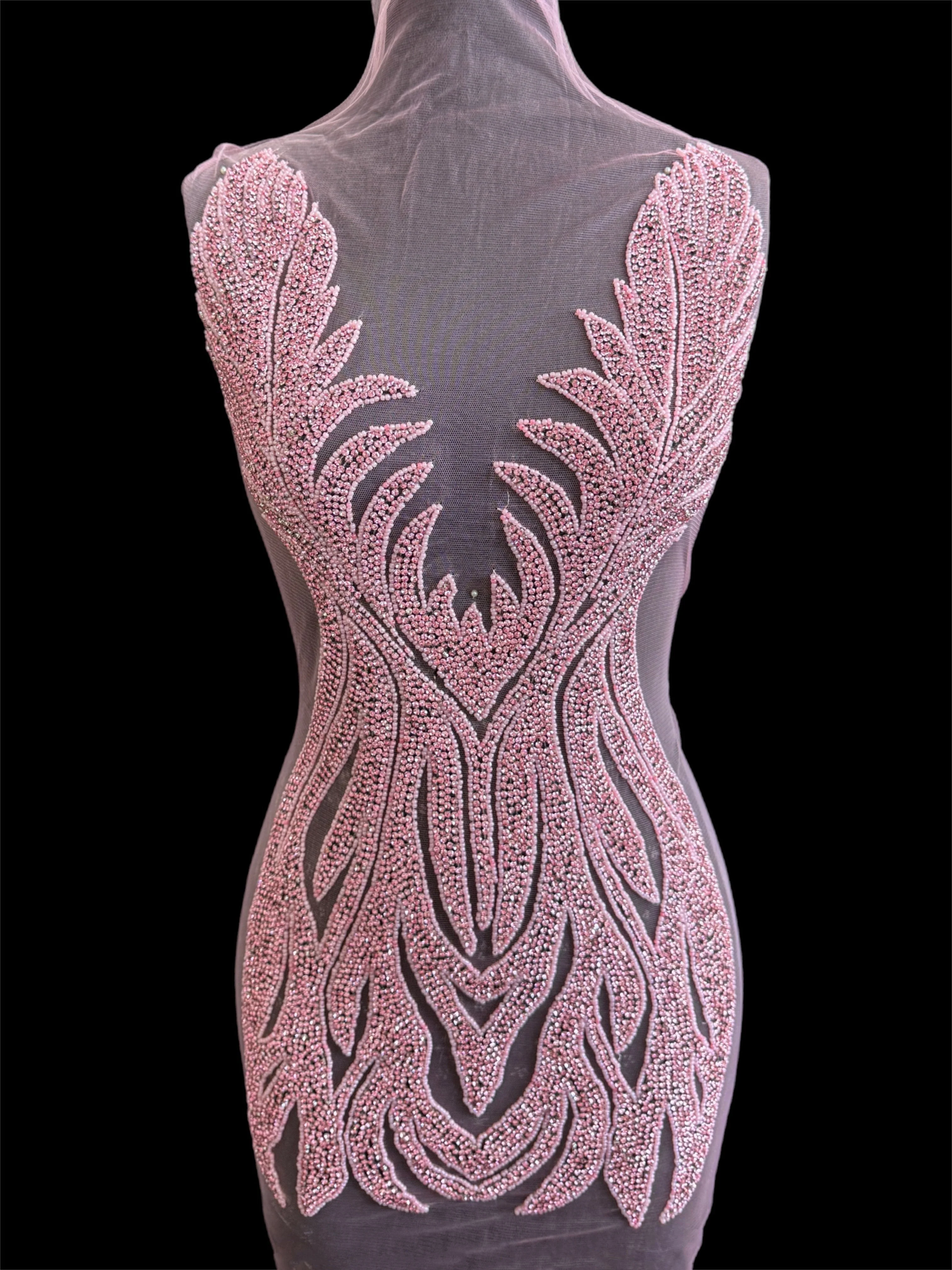Amanda Baby Pink Rhinestones Bodice Applique