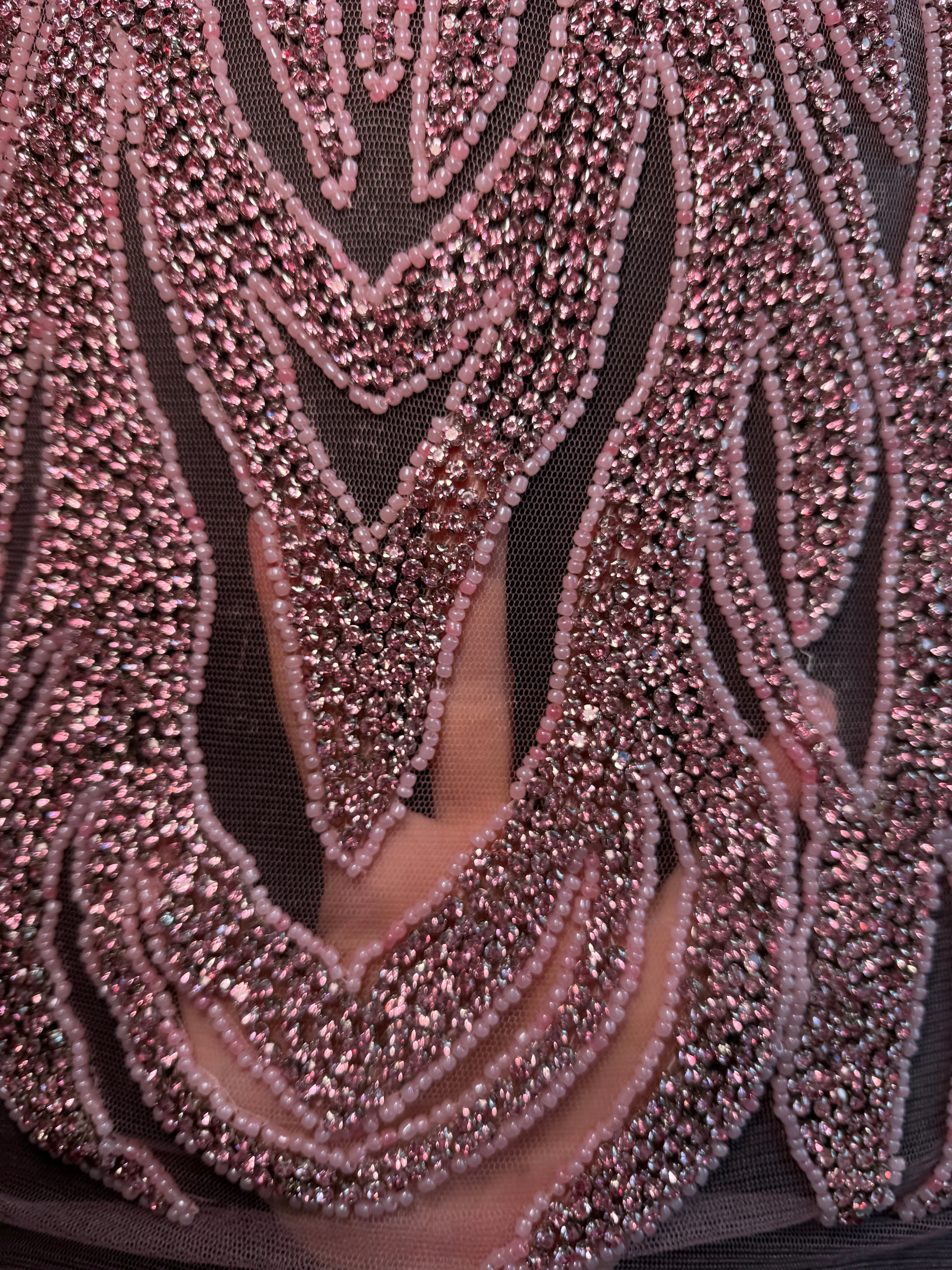 Amanda Baby Pink Rhinestones Bodice Applique - Image 3