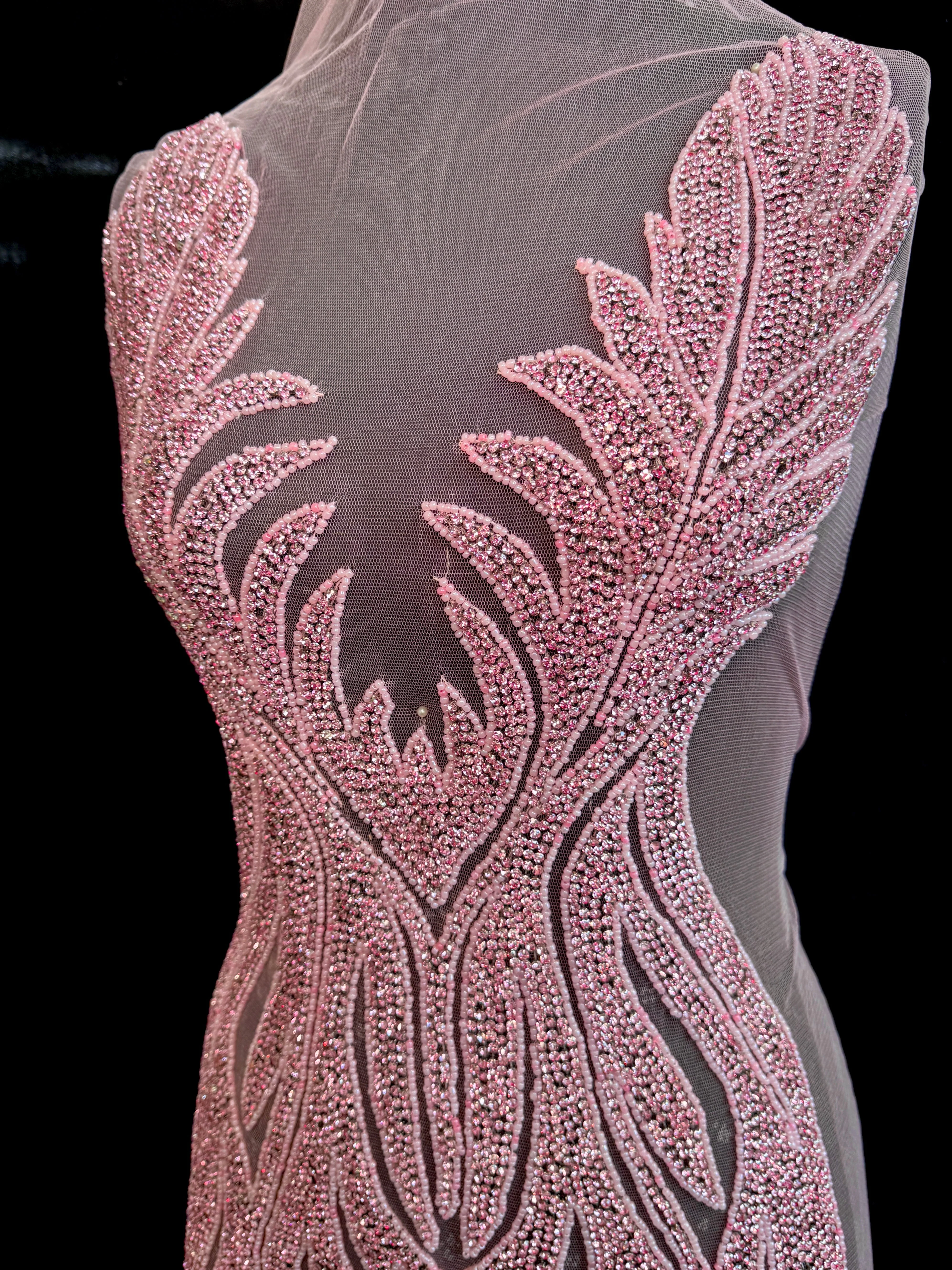 Amanda Baby Pink Rhinestones Bodice Applique - Image 4