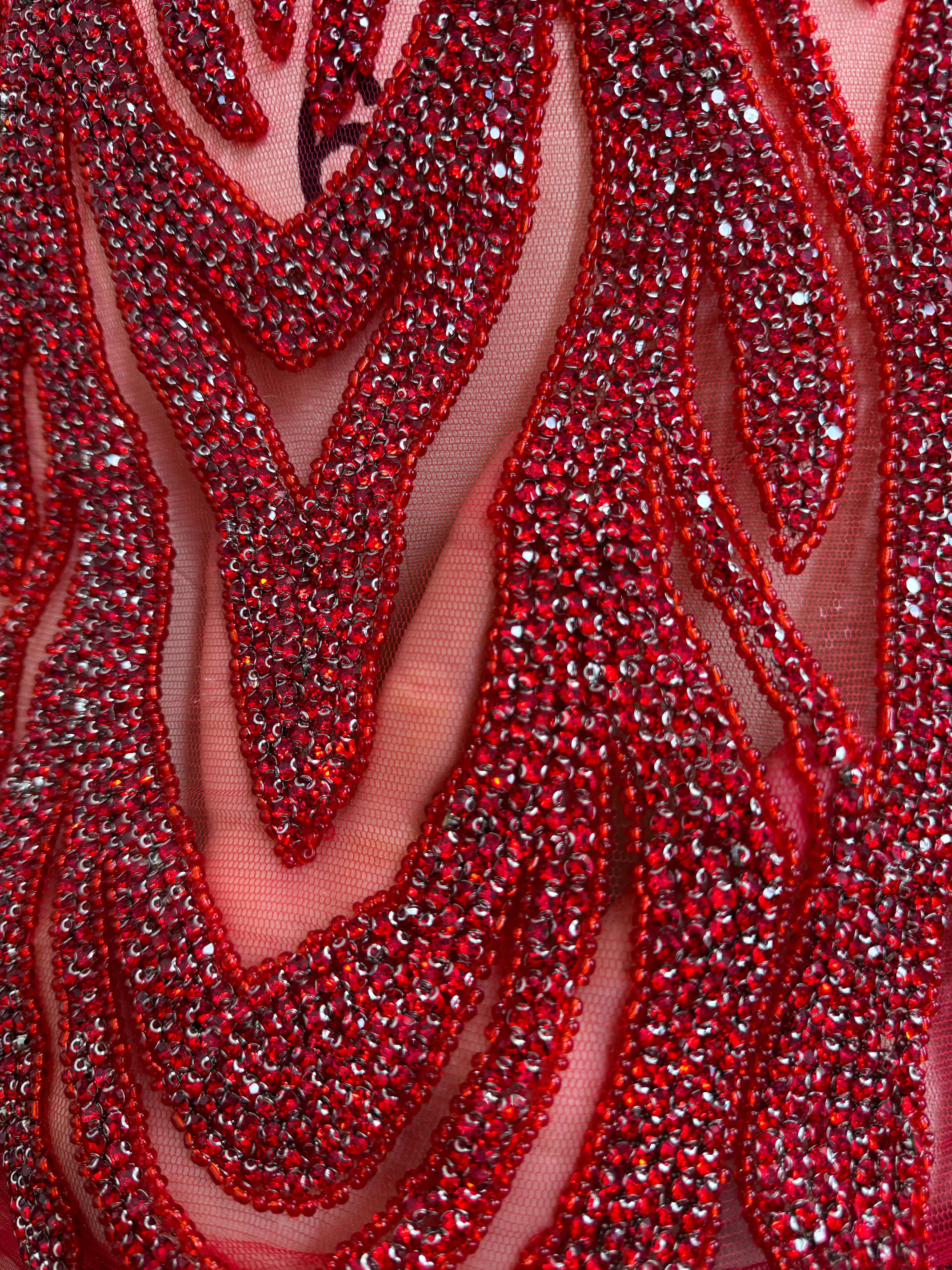 Amanda Red Rhinestones Bodice Applique - Image 2