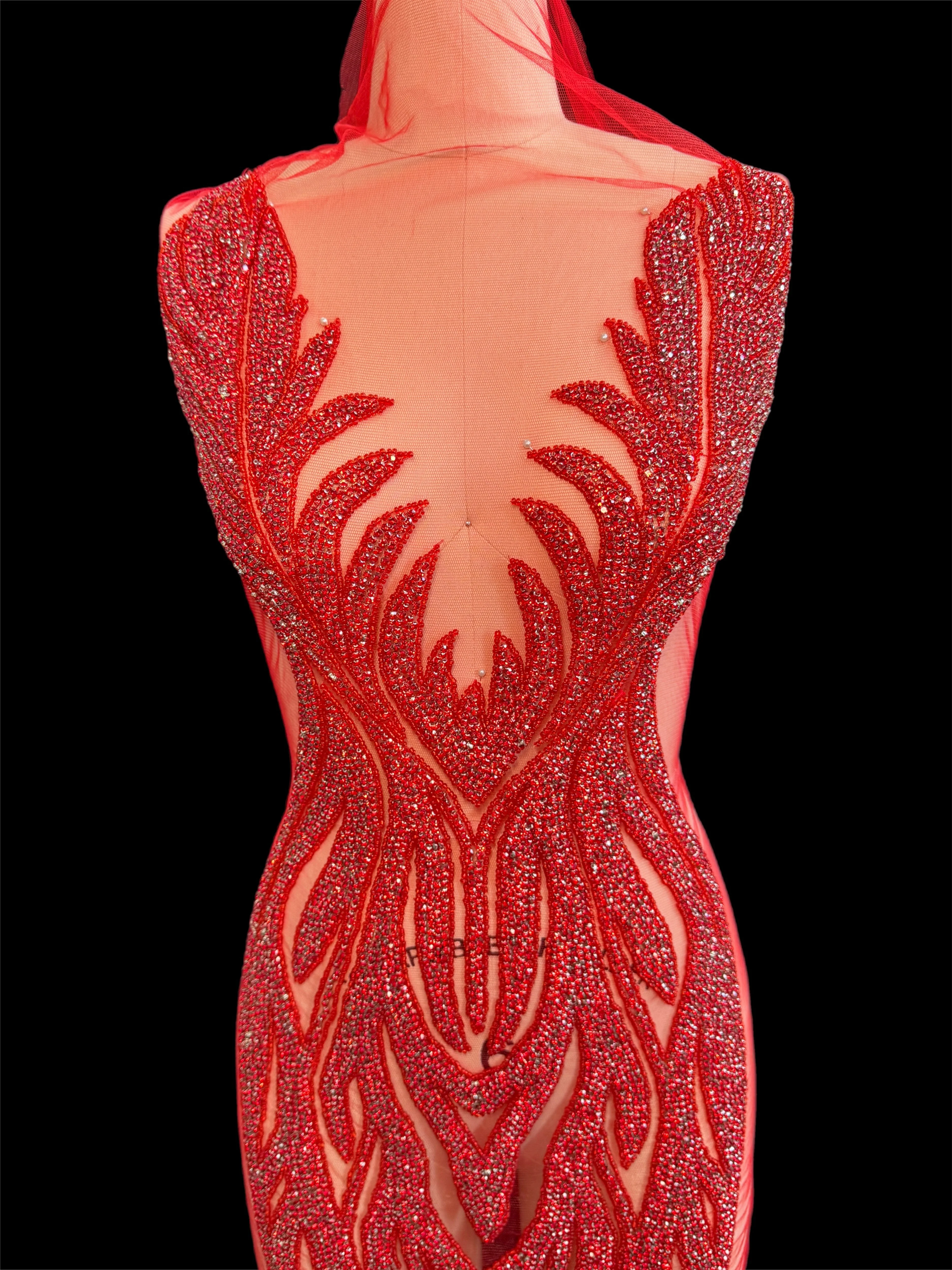 Amanda Red Rhinestones Bodice Applique - Image 3