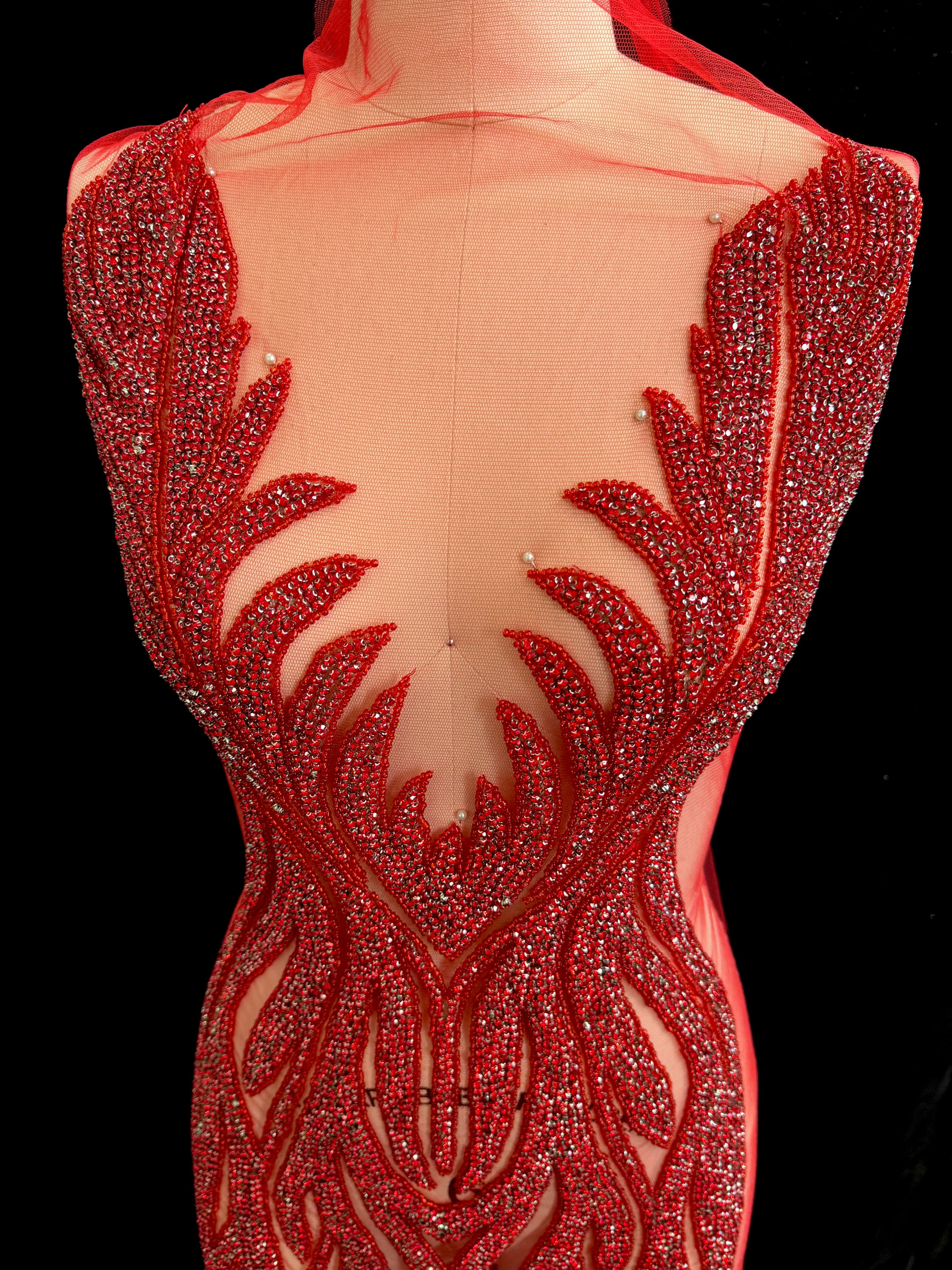 Amanda Red Rhinestones Bodice Applique - Image 4