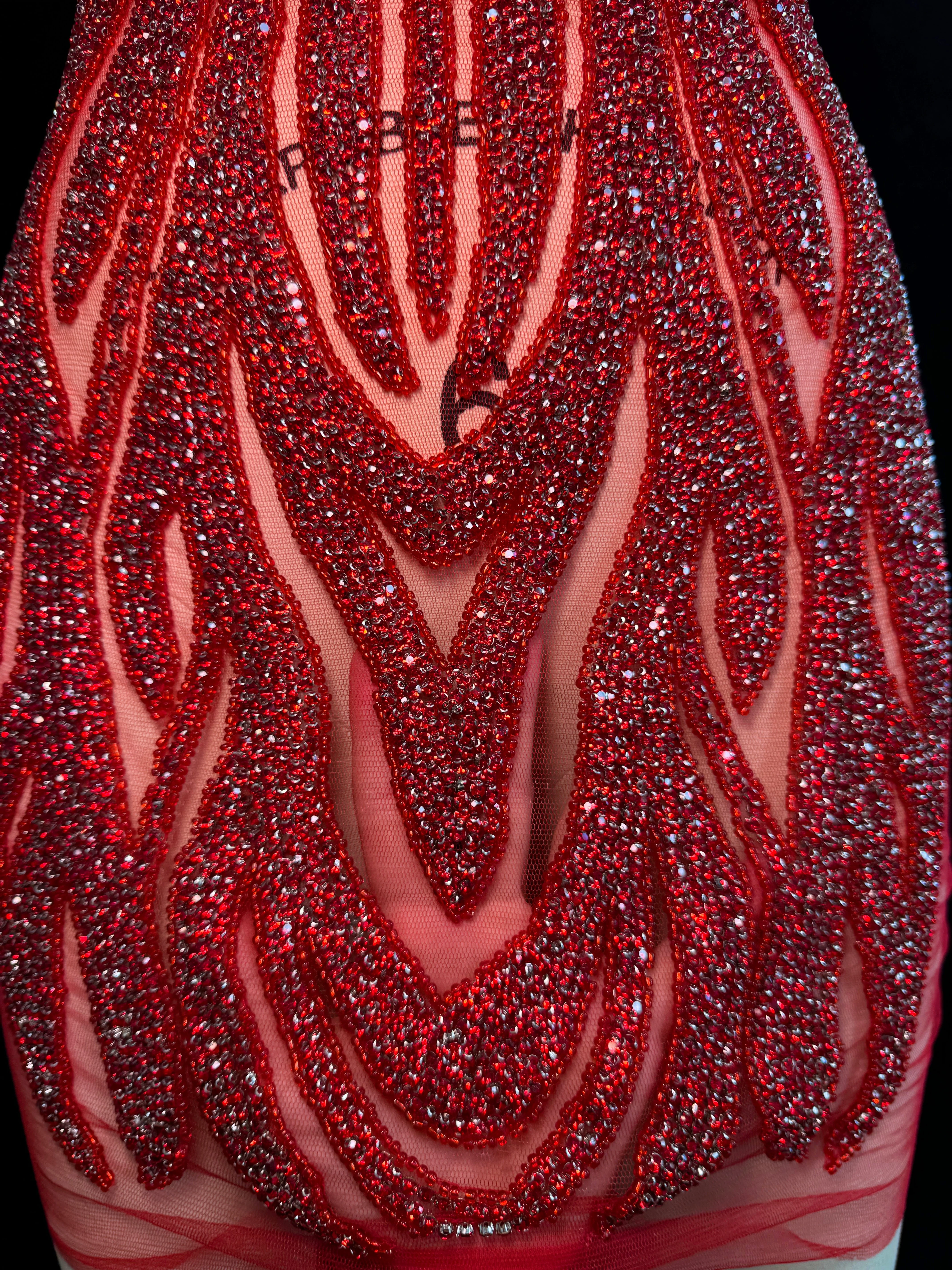 Amanda Red Rhinestones Bodice Applique - Image 5