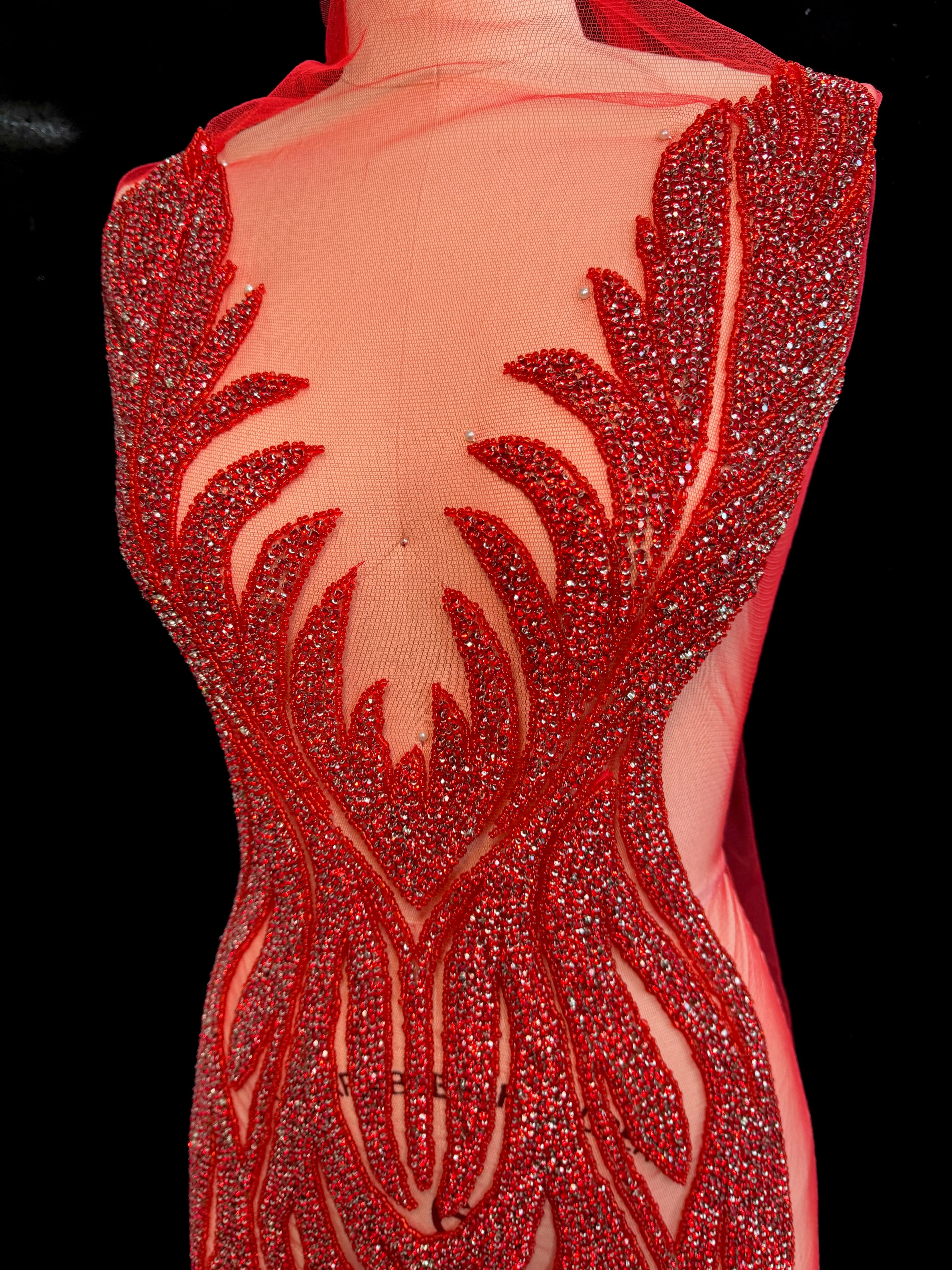 Amanda Red Rhinestones Bodice Applique - Image 6