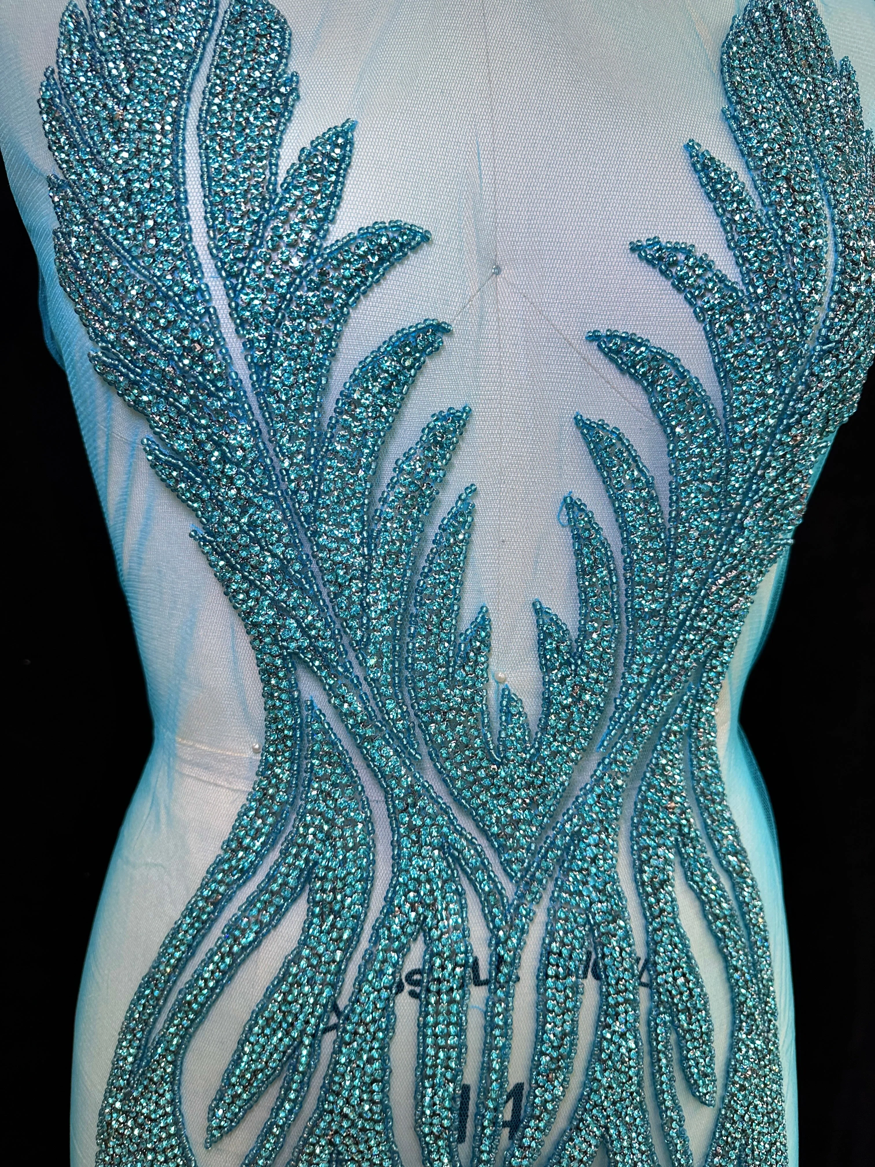 Amanda Turqoise Rhinestones Bodice Applique - Image 4