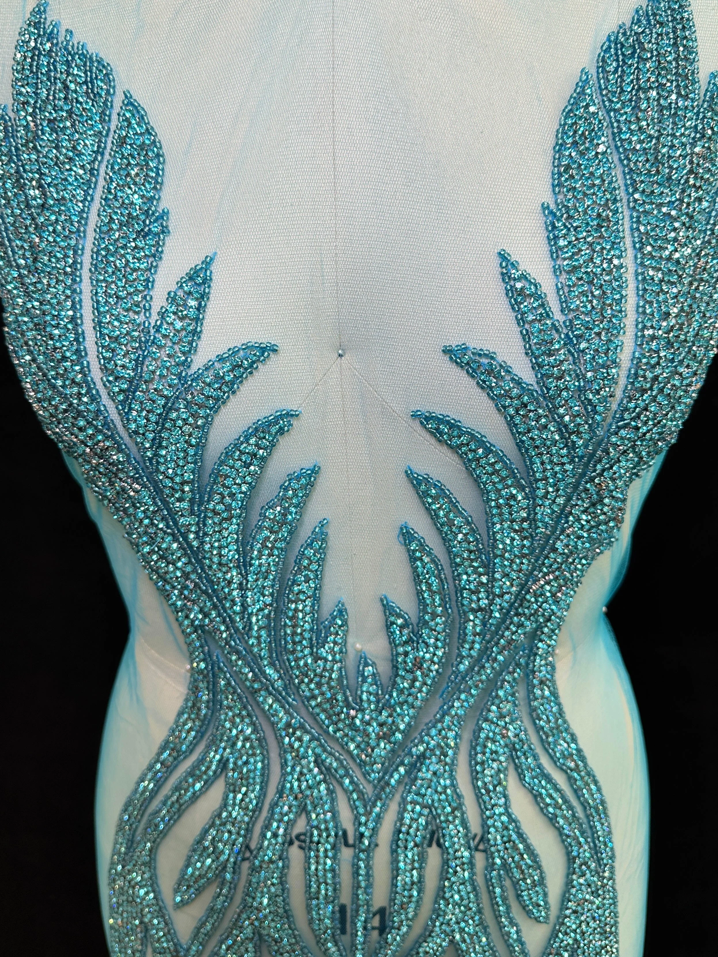 Amanda Turqoise Rhinestones Bodice Applique - Image 5