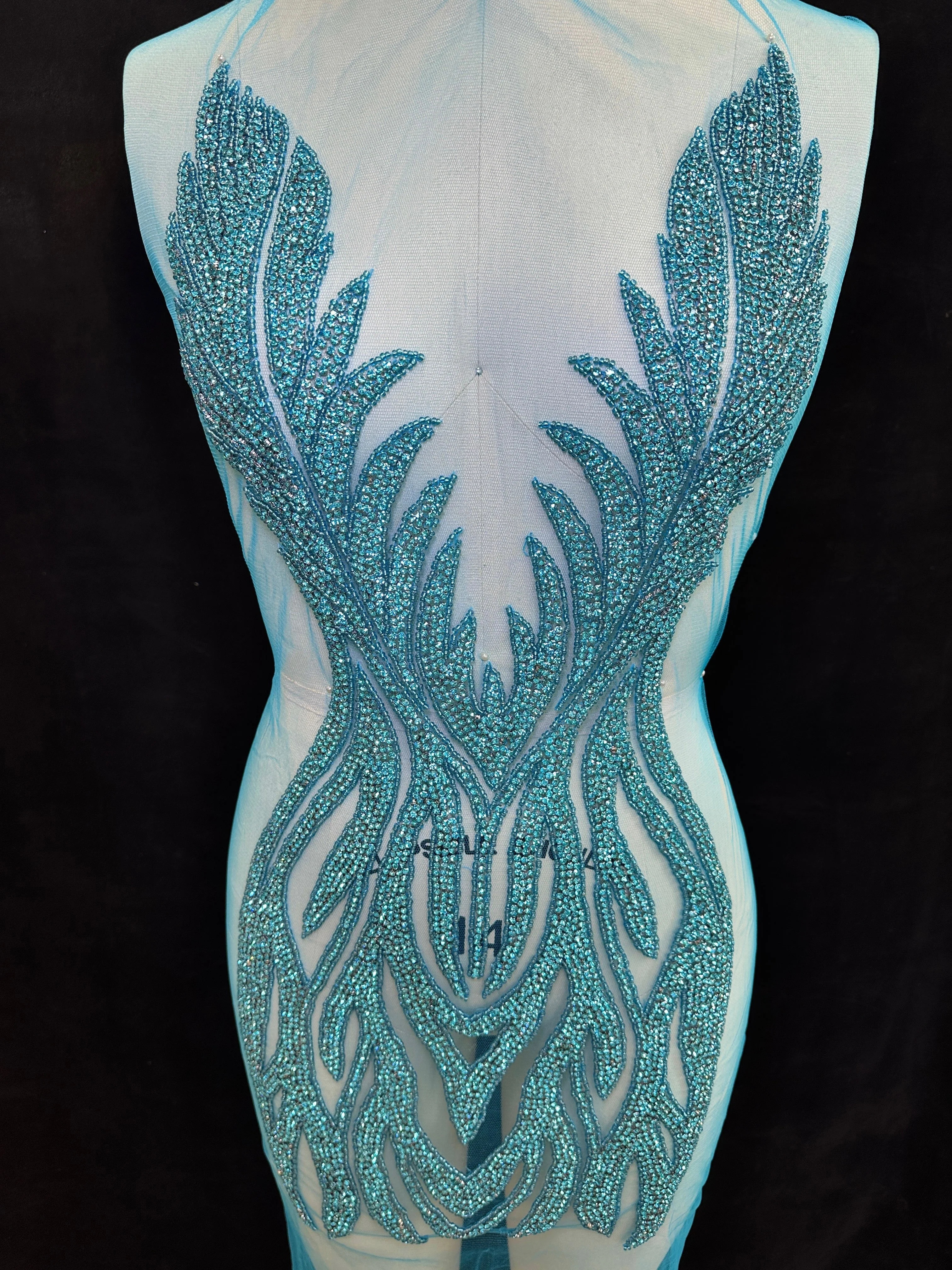 Amanda Turqoise Rhinestones Bodice Applique - Image 6