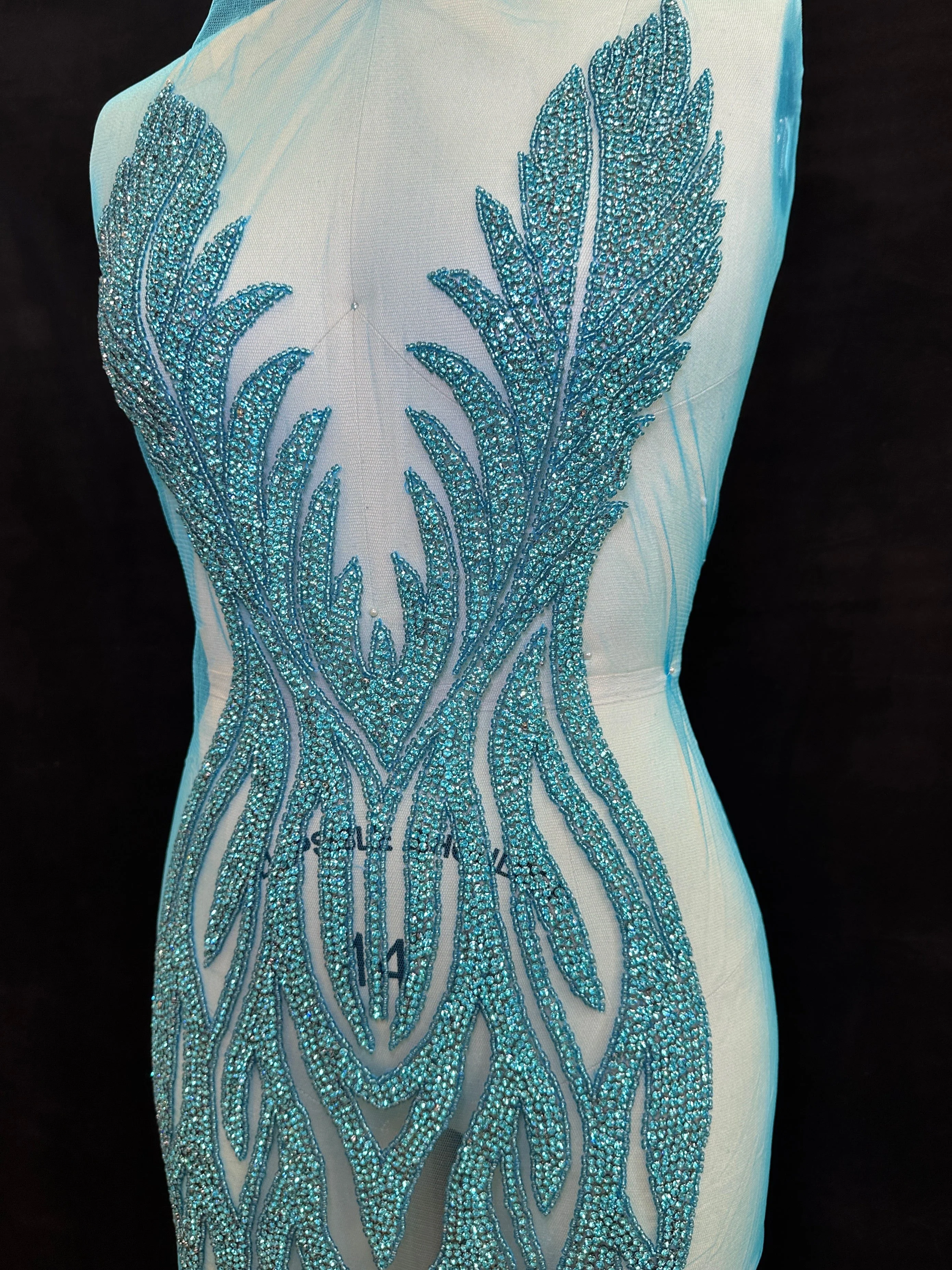 Amanda Turqoise Rhinestones Bodice Applique - Image 7