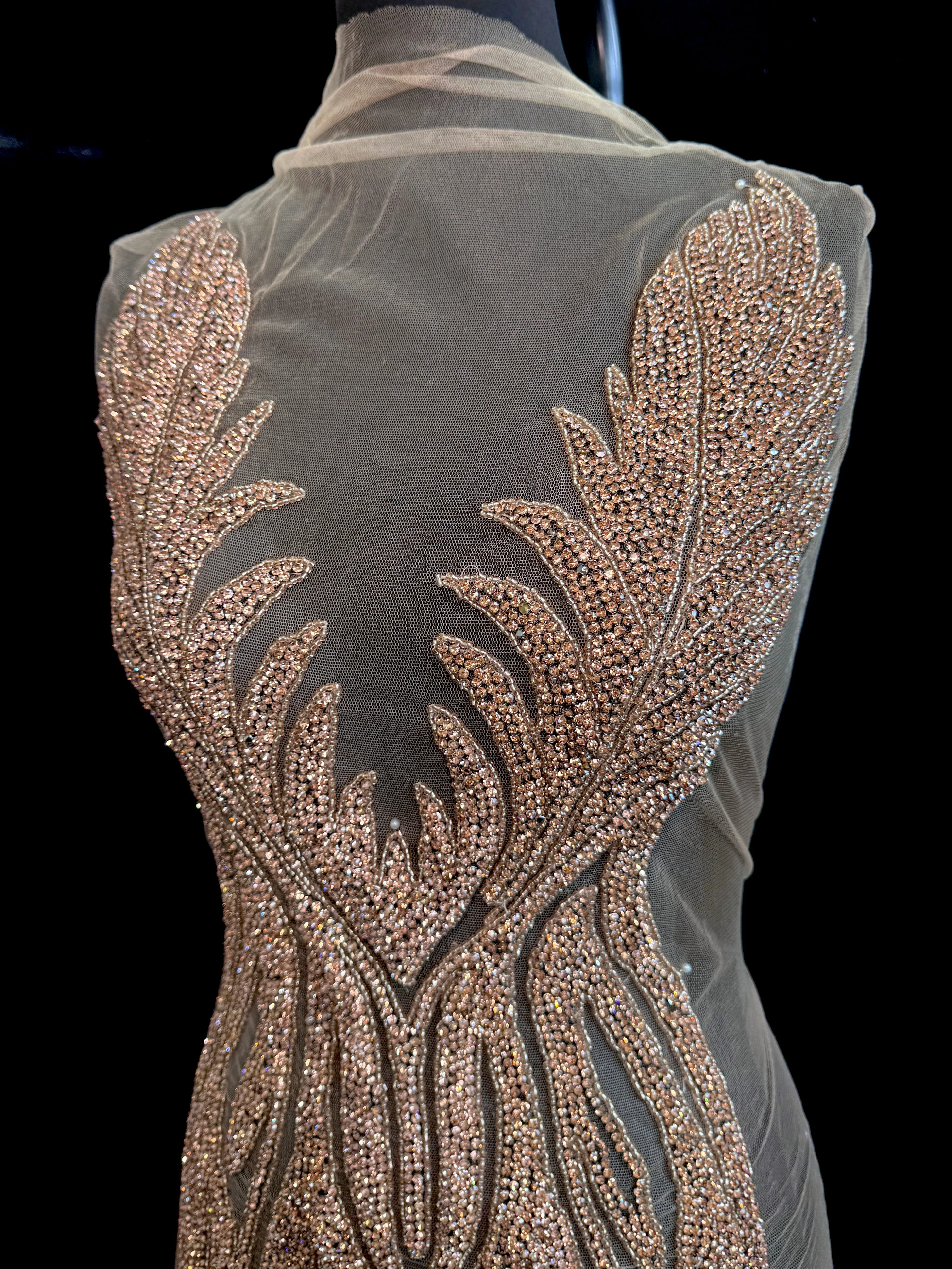 Amanda Rose Gold Rhinestones Bodice Applique - Image 2