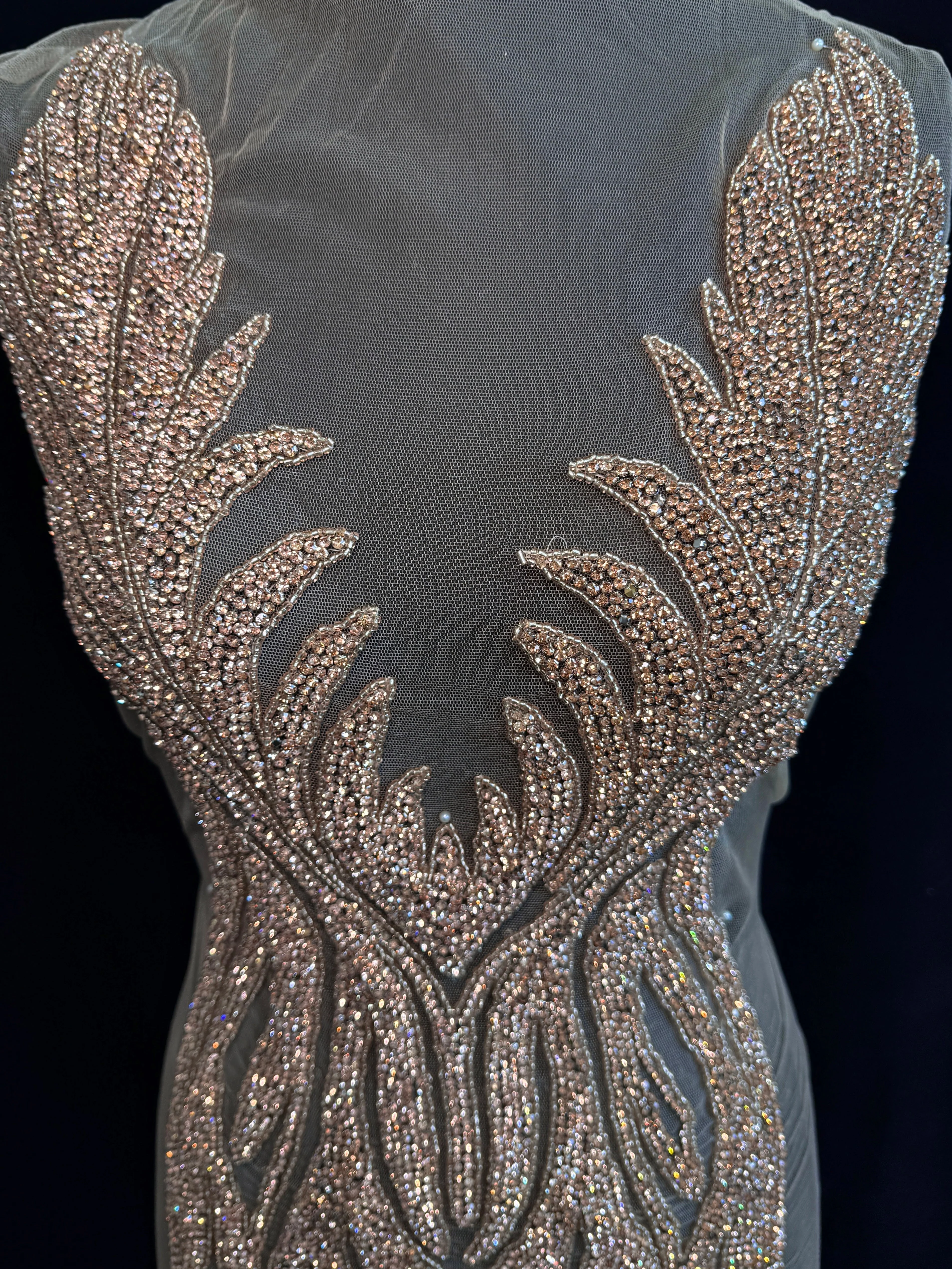Amanda Rose Gold Rhinestones Bodice Applique - Image 3