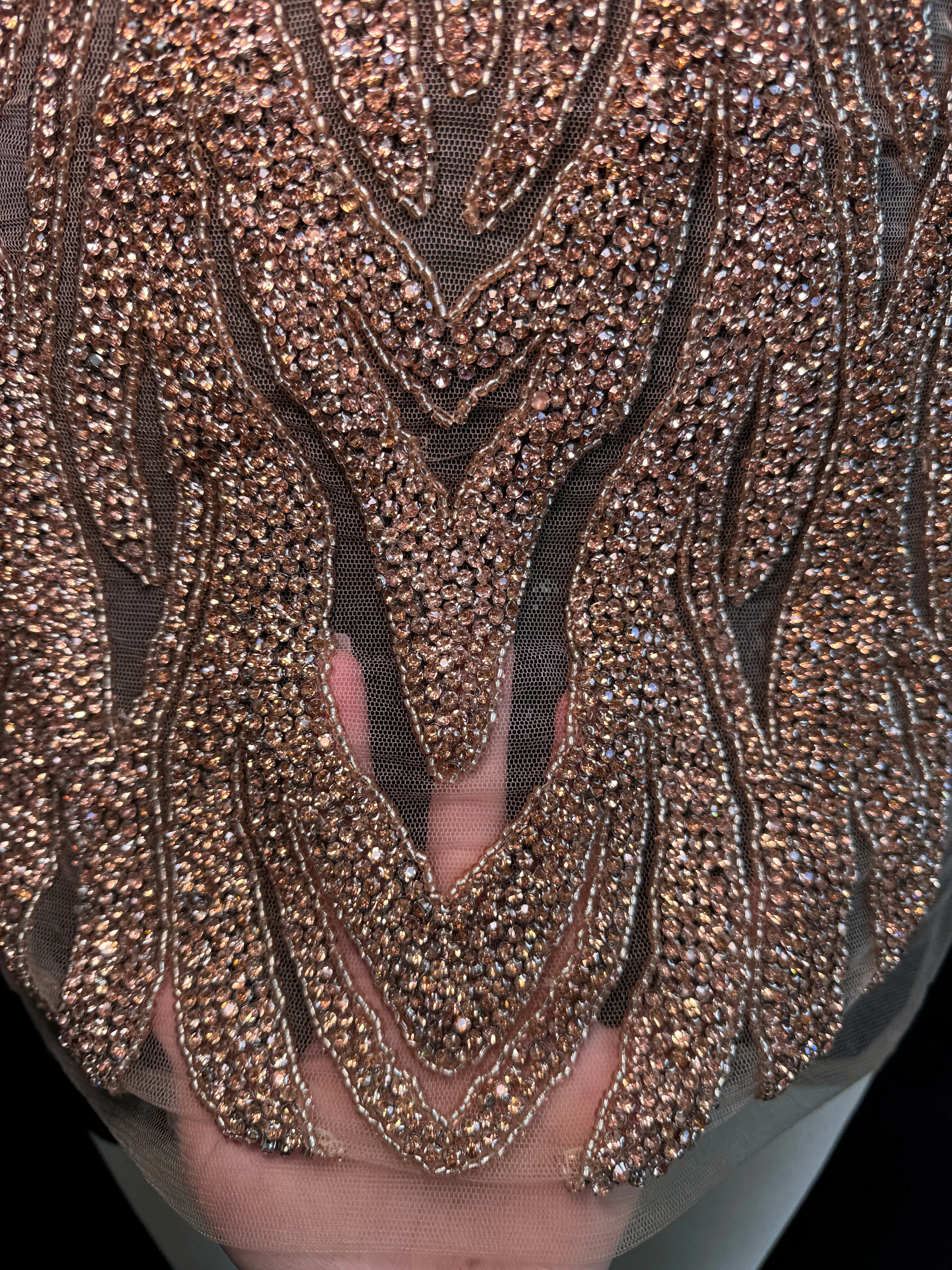 Amanda Rose Gold Rhinestones Bodice Applique - Image 4