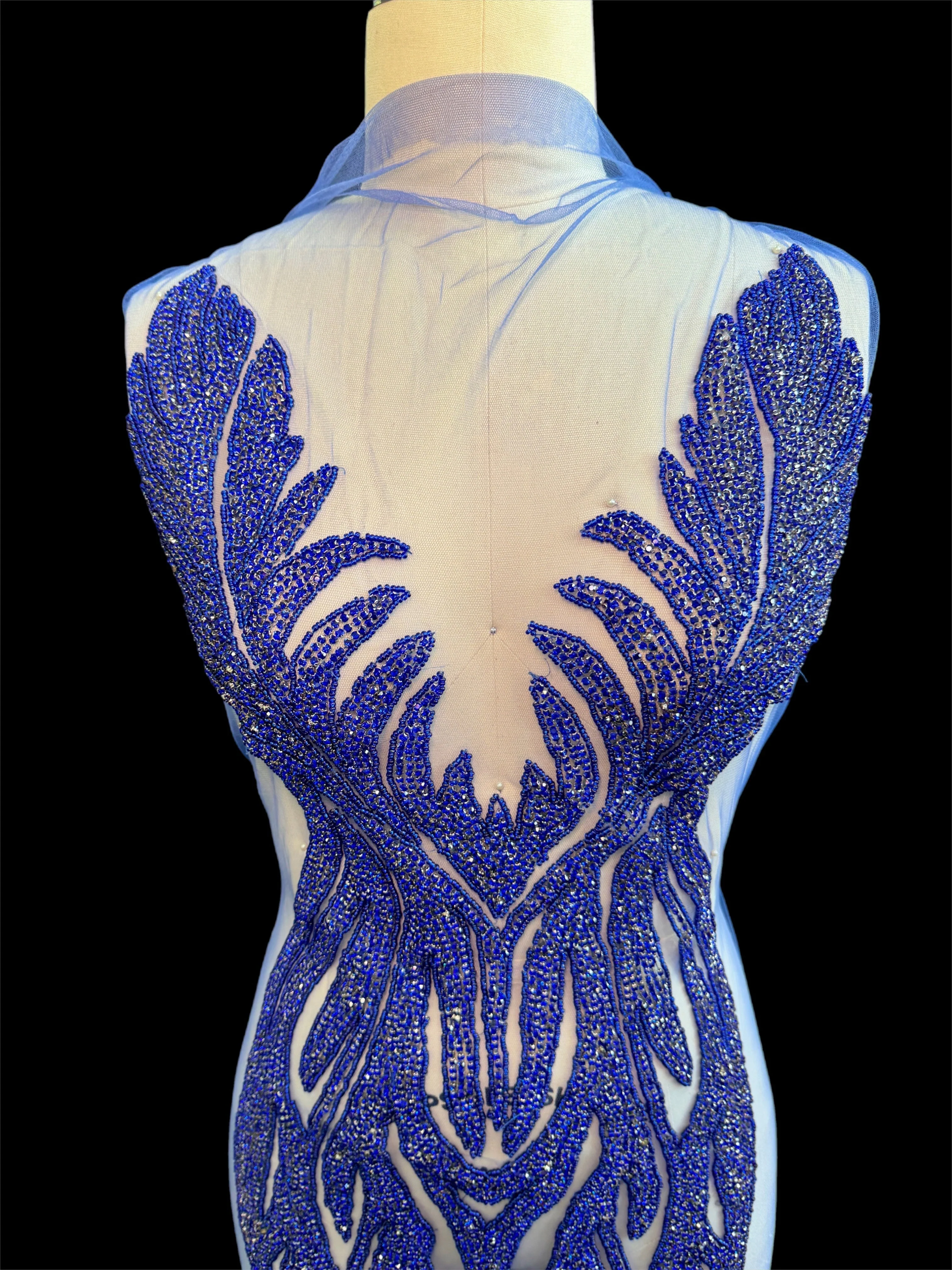 Amanda Royal Blue Rhinestones Bodice Applique - Image 2