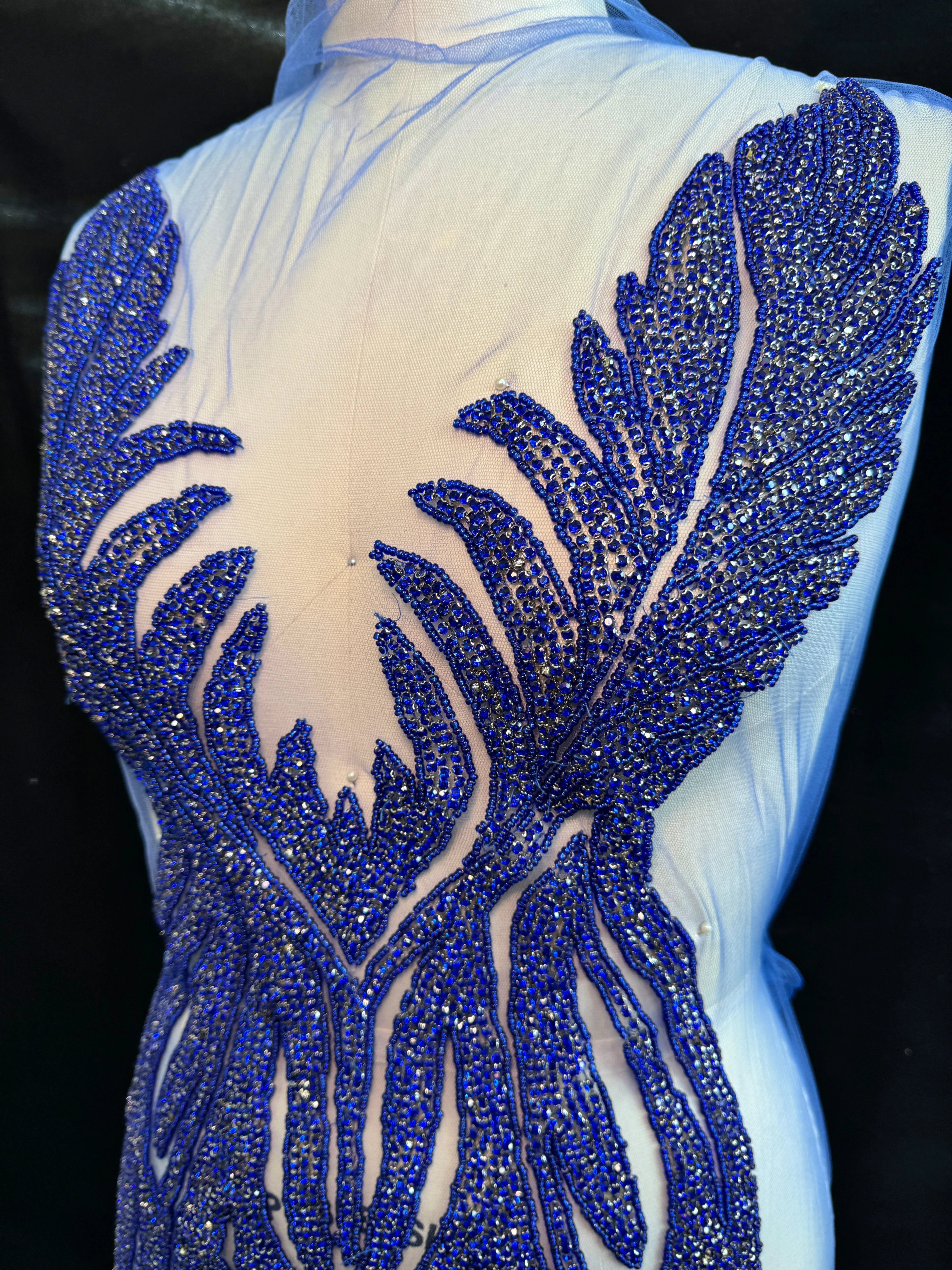 Amanda Royal Blue Rhinestones Bodice Applique - Image 3