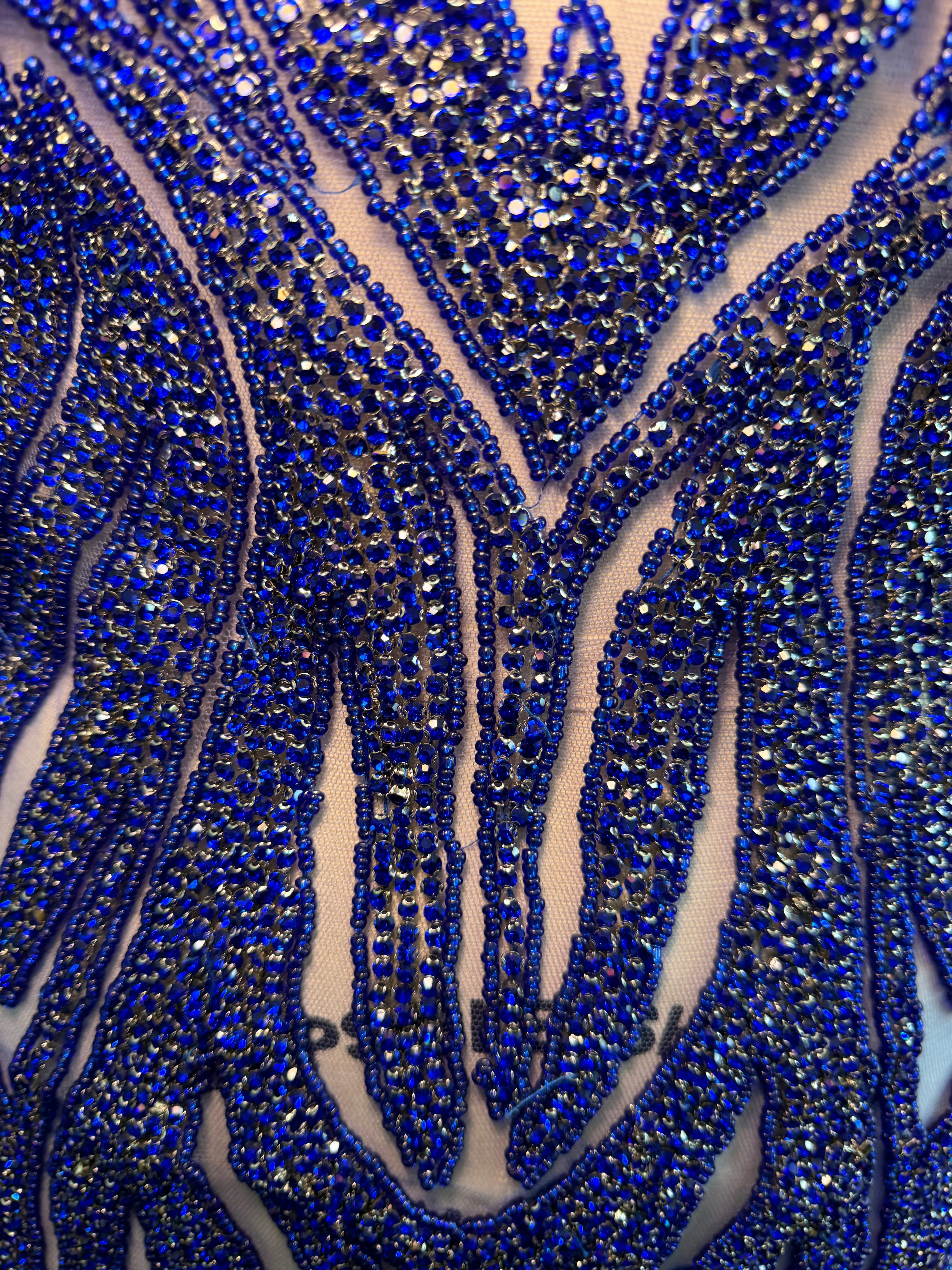 Amanda Royal Blue Rhinestones Bodice Applique - Image 4