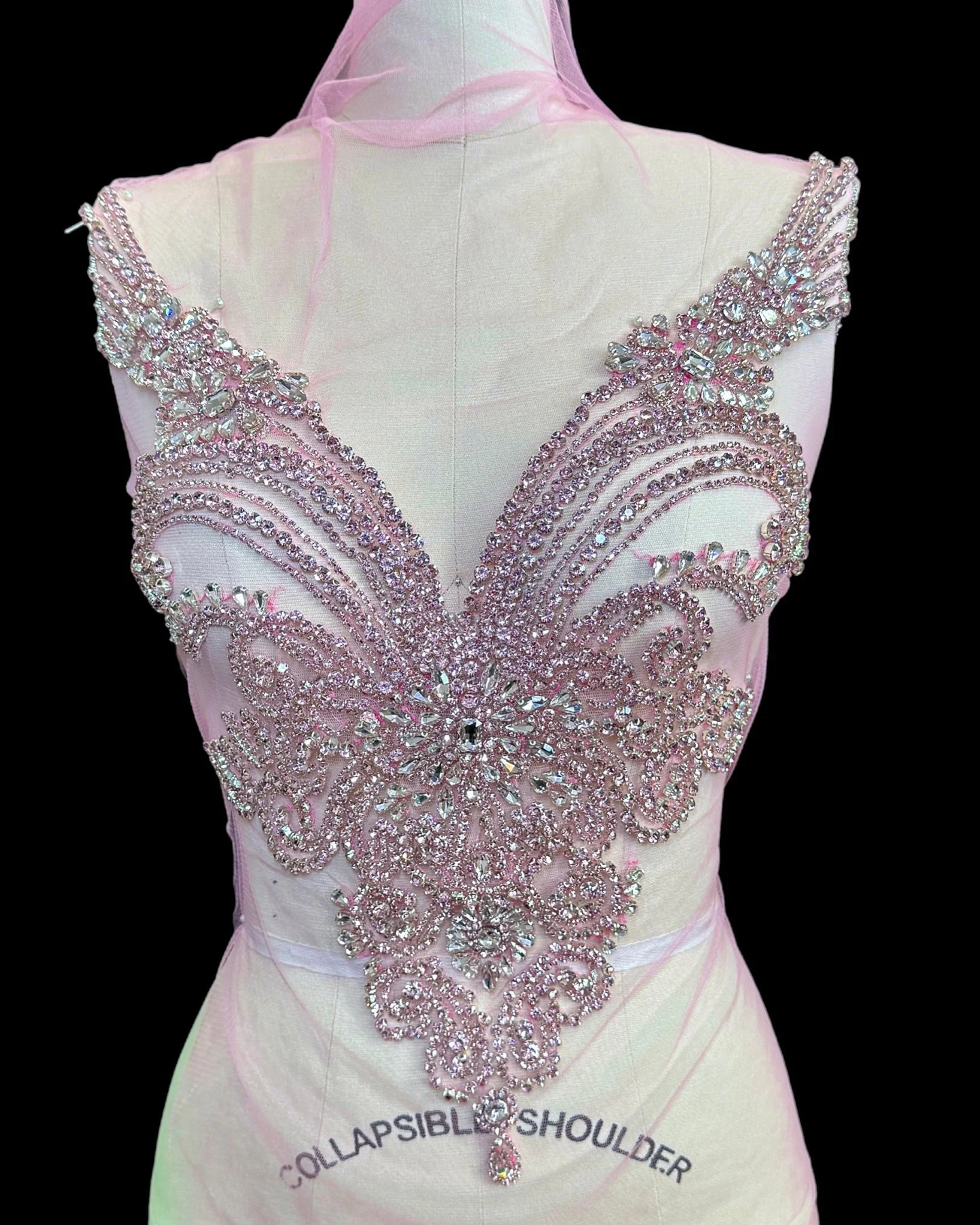 Amy Baby Pink Rhinestones Bodice Applique - Image 3