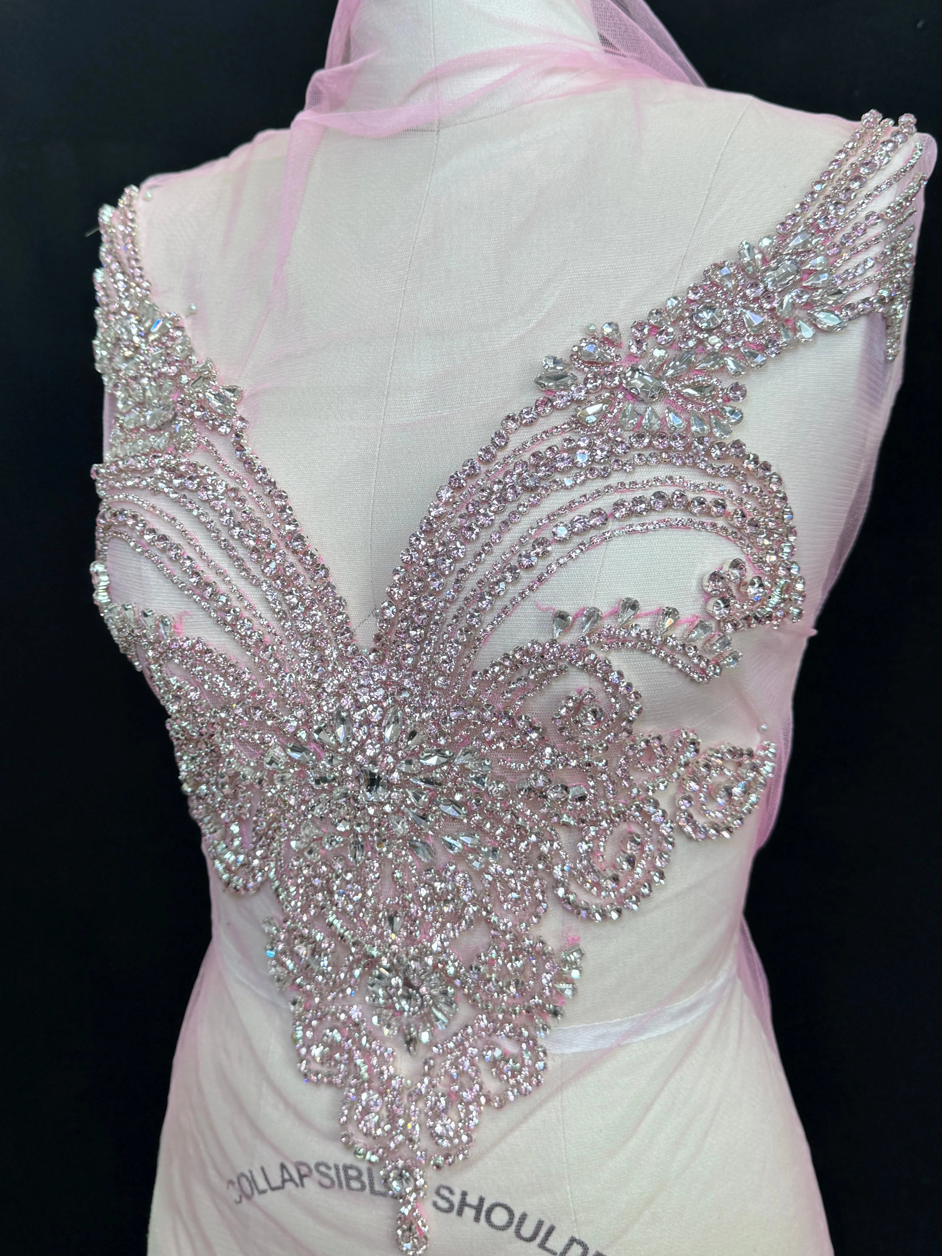 Amy Baby Pink Rhinestones Bodice Applique - Image 5