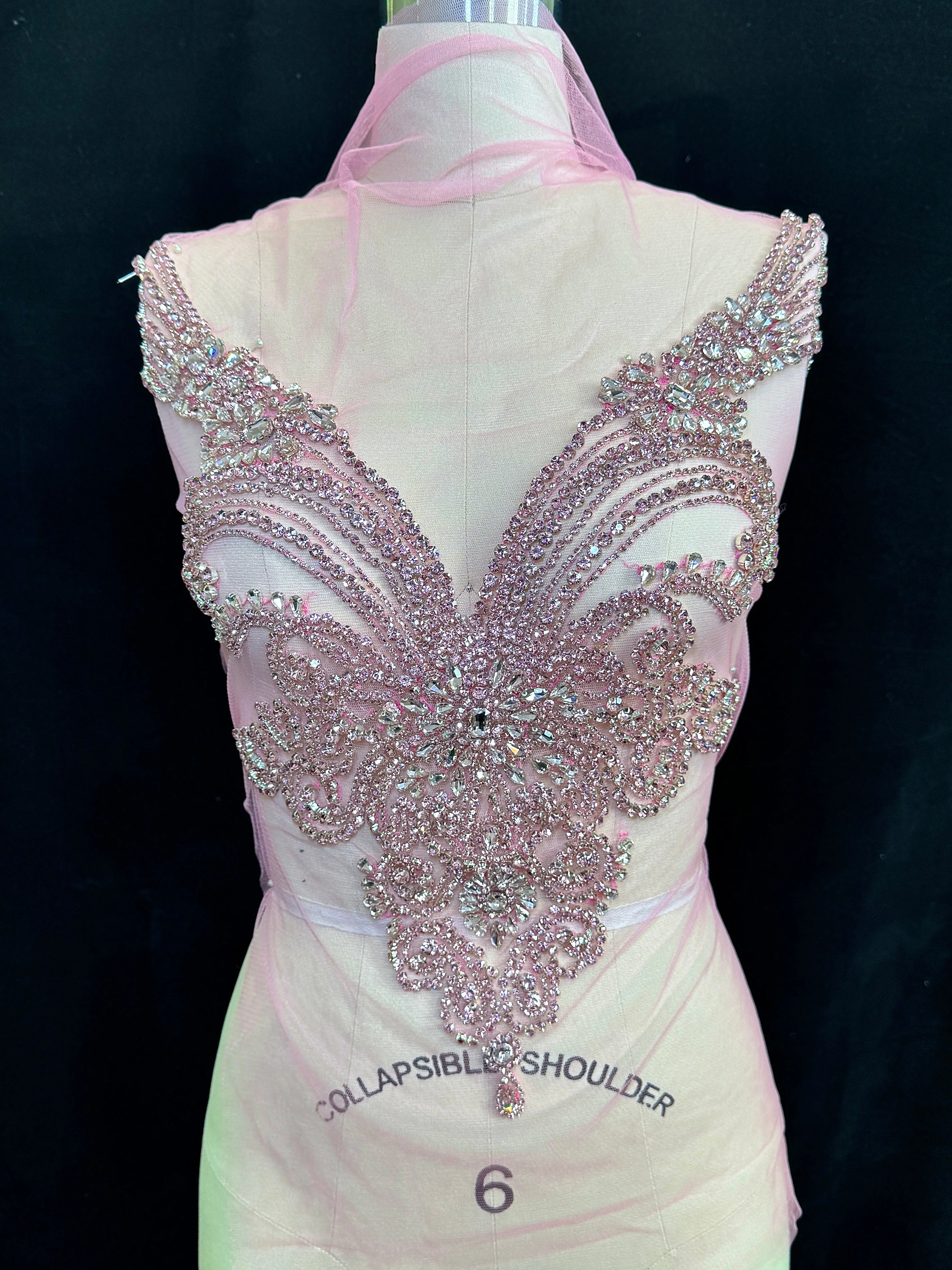 Amy Baby Pink Rhinestones Bodice Applique - Image 6