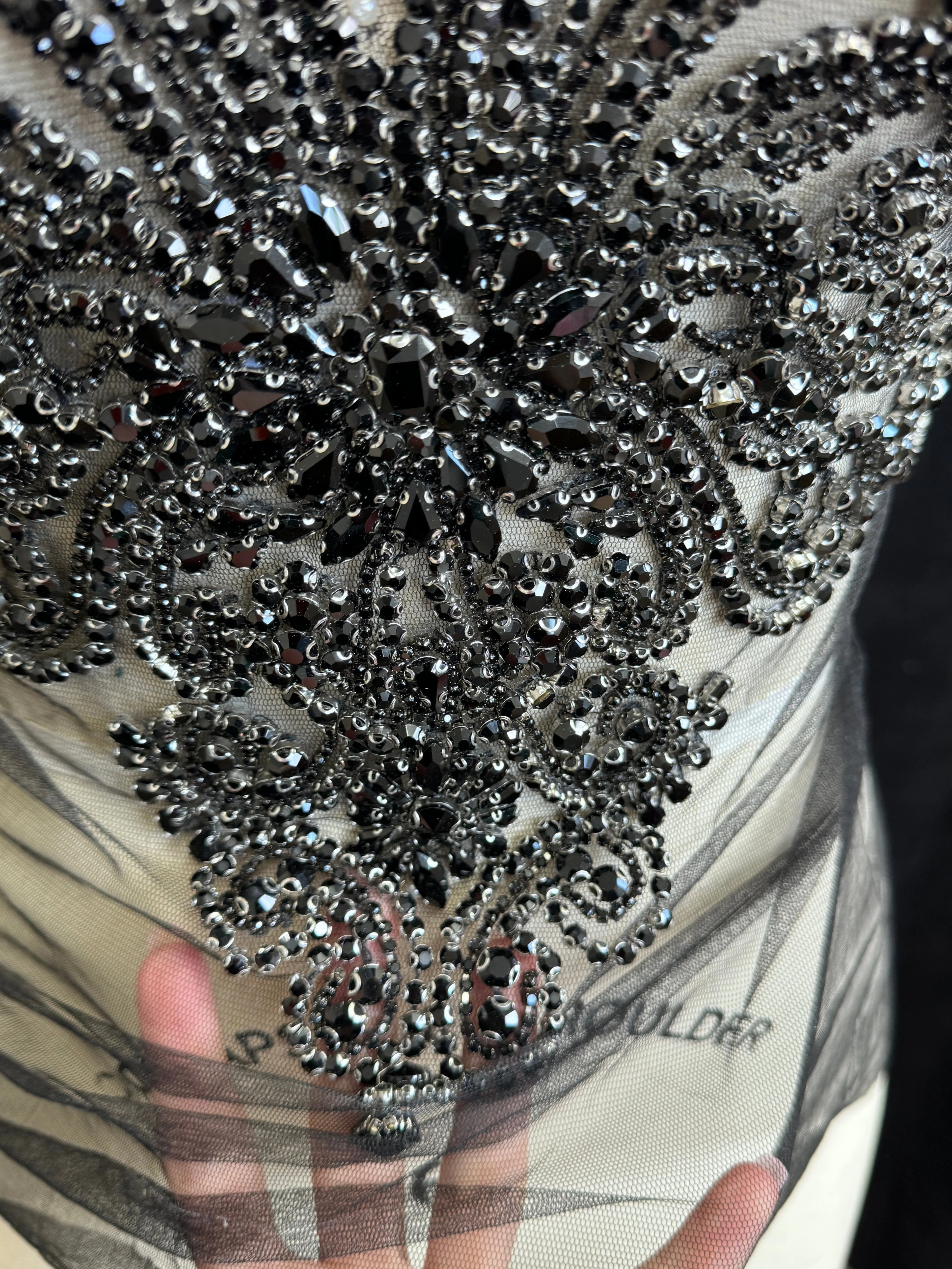 Amy Black Rhinestones Bodice Applique - Image 2