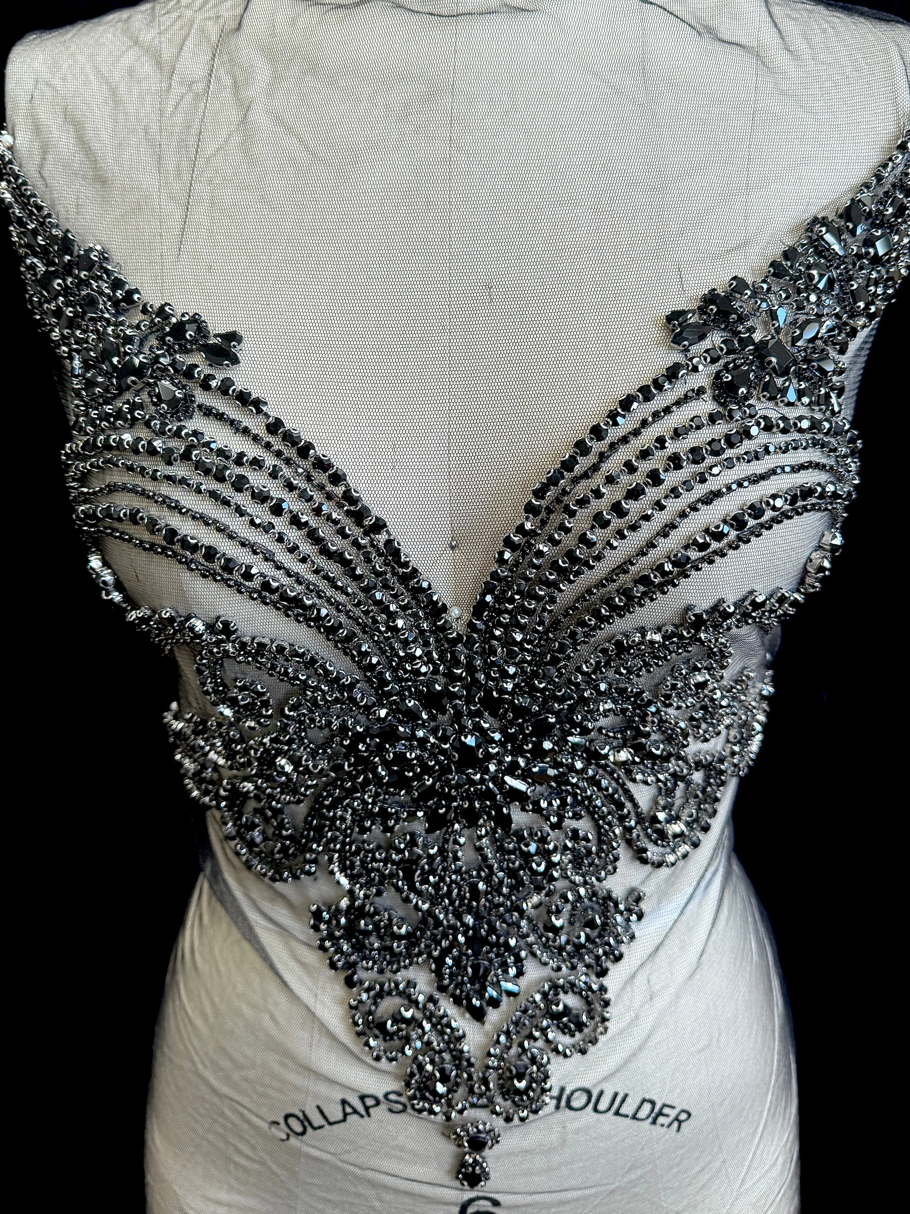 Amy Black Rhinestones Bodice Applique - Image 3