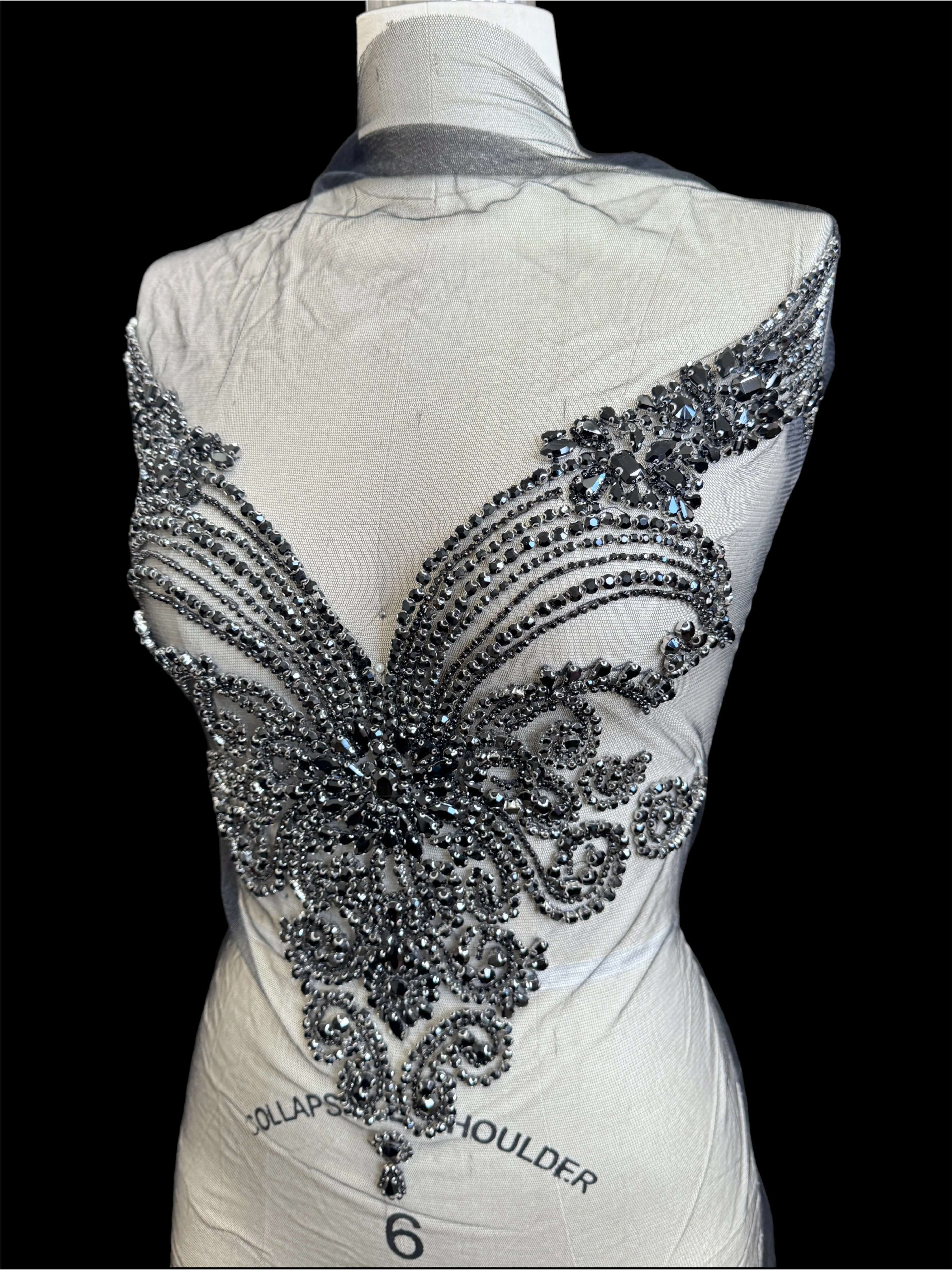Amy Black Rhinestones Bodice Applique - Image 6