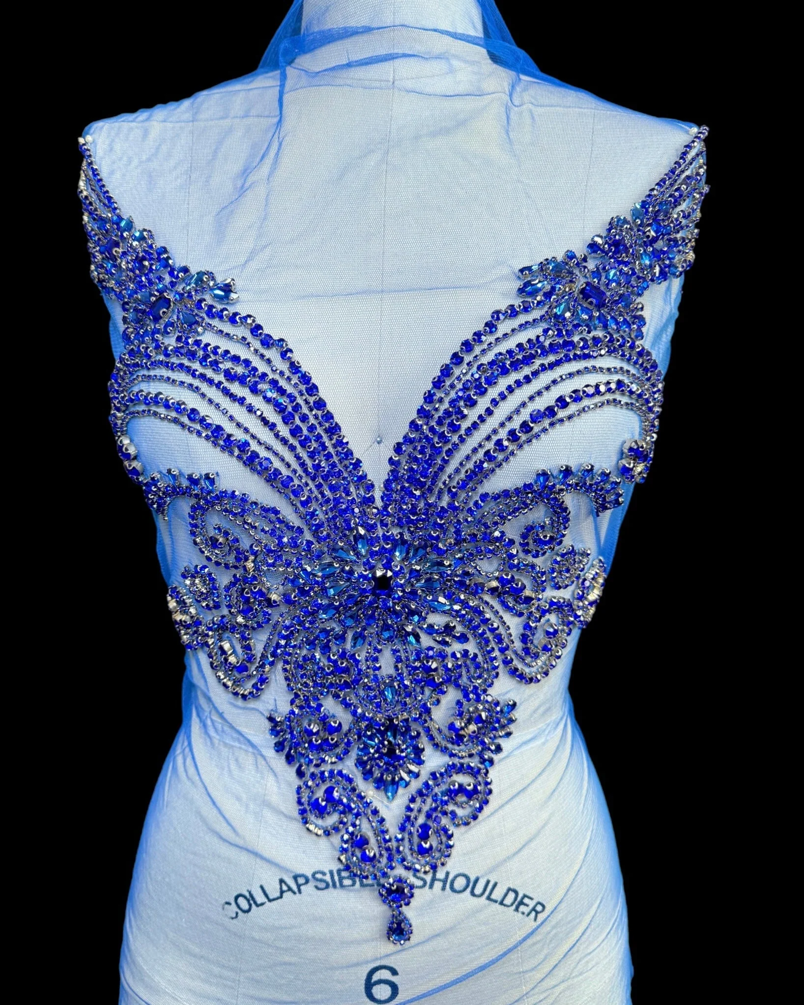 Amy Royal Blue Rhinestones Bodice Applique