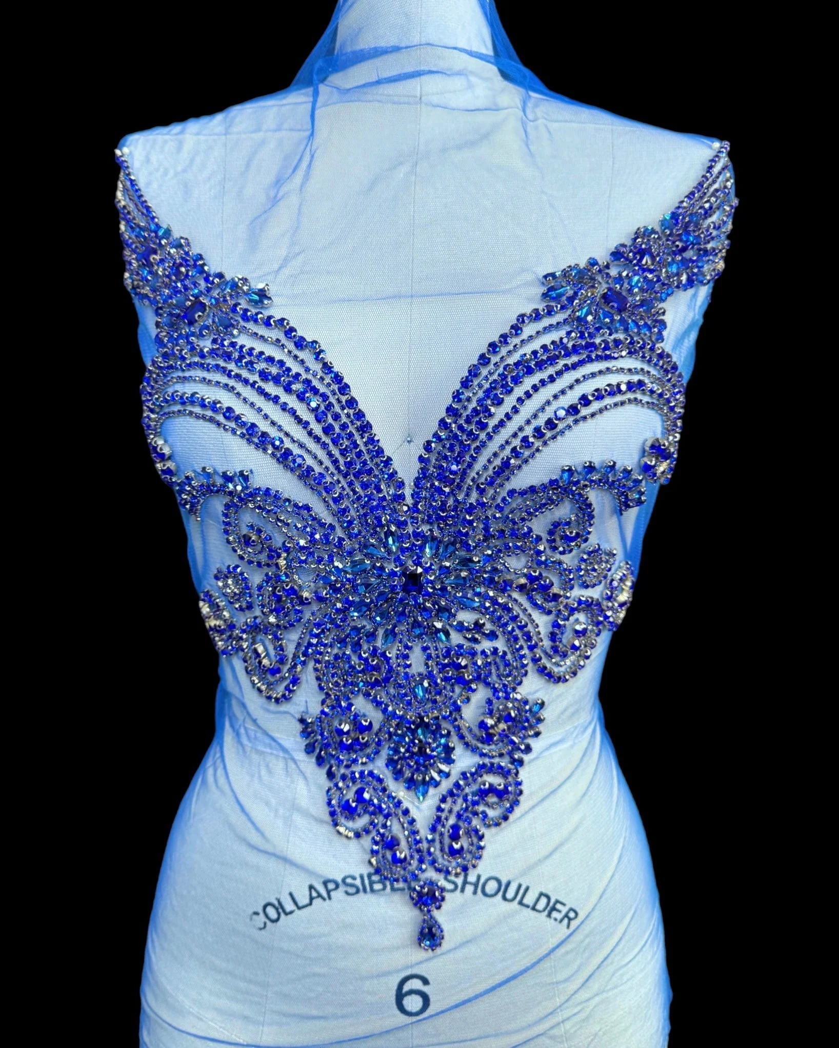 Amy Royal Blue Rhinestones Bodice Applique - Image 2