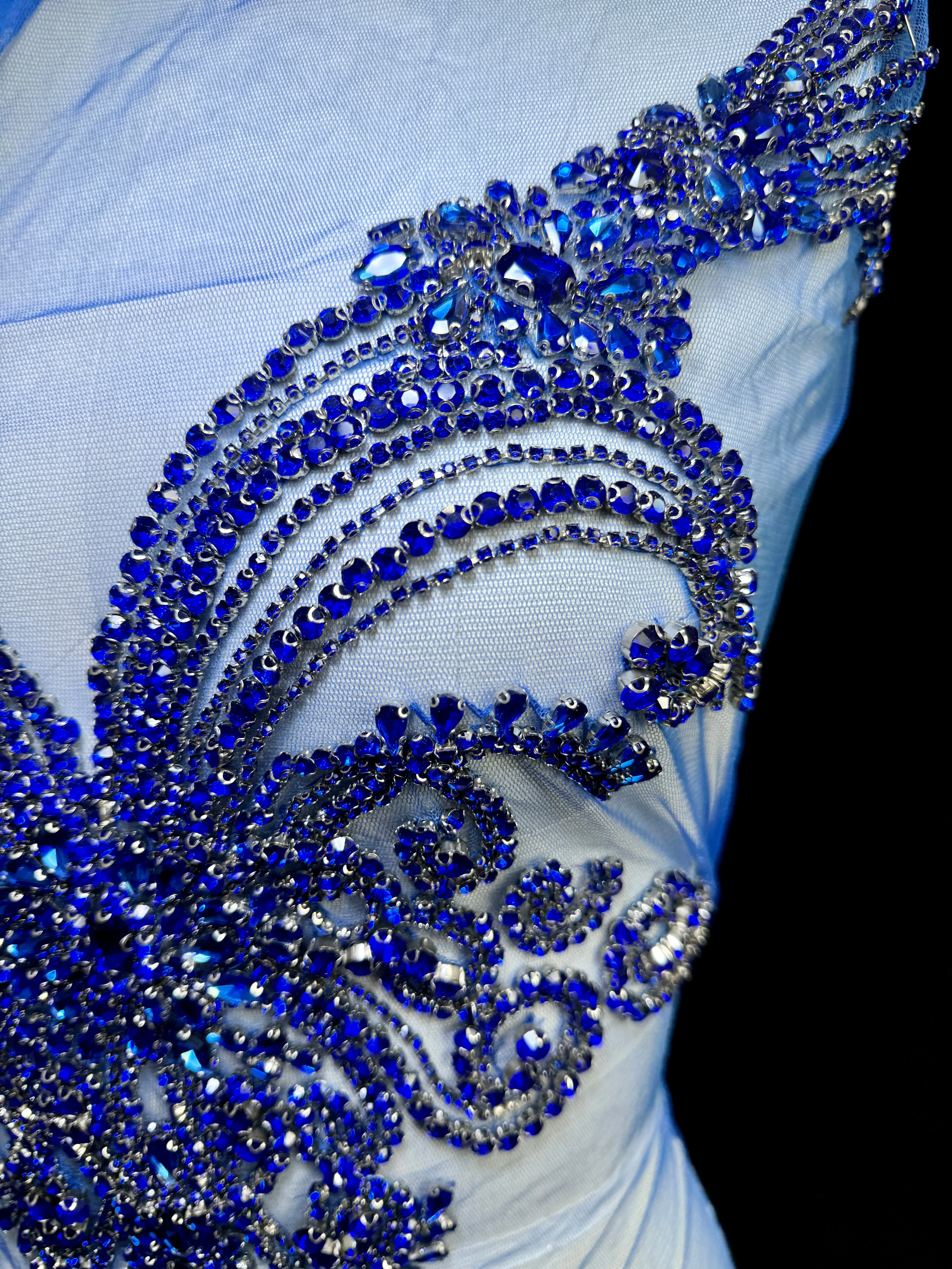 Amy Royal Blue Rhinestones Bodice Applique - Image 3