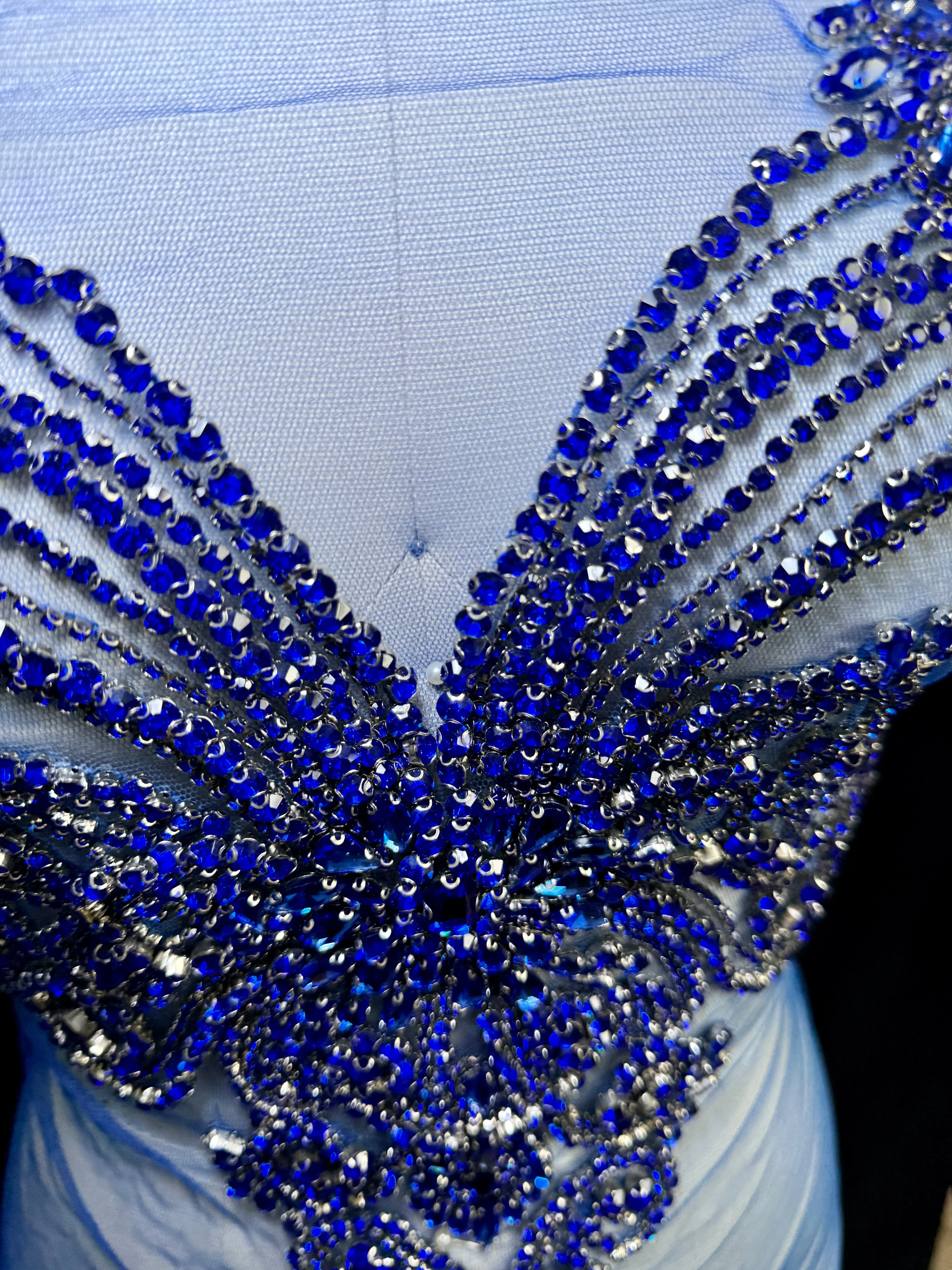 Amy Royal Blue Rhinestones Bodice Applique - Image 4